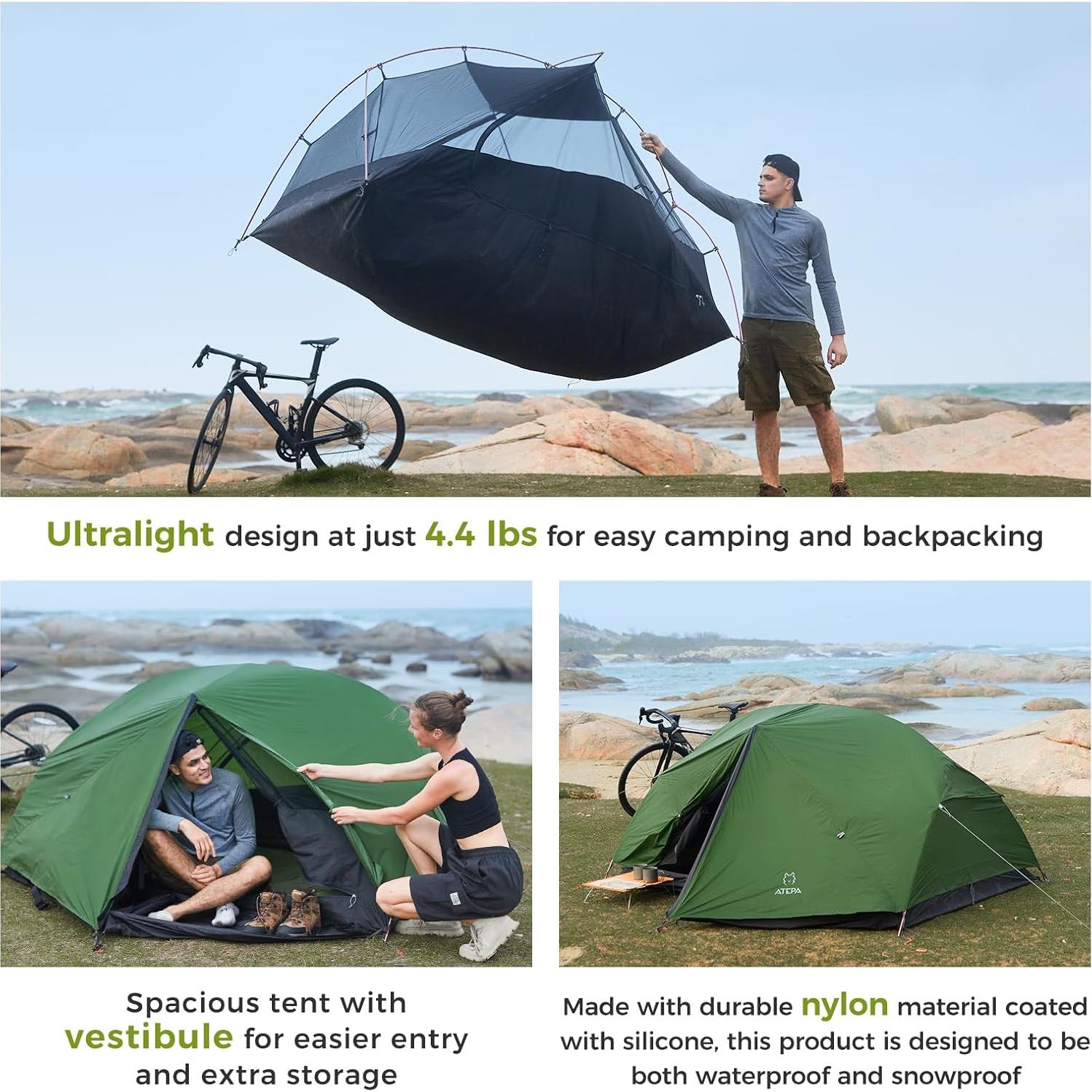Tienda de Camping ATEPA Ultraligera 2 Personas Impermeable