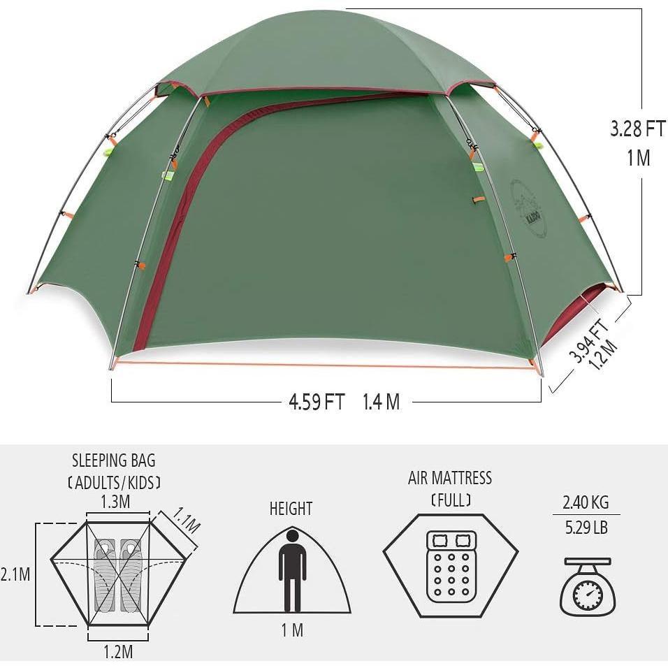 Tienda de Camping KAZOO VENUS 2P Impermeable Ultraligera