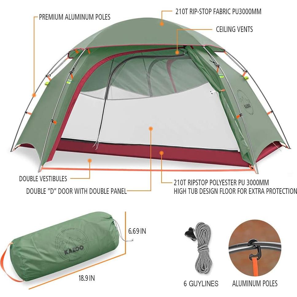 Tienda de Camping KAZOO VENUS 2P Impermeable Ultraligera