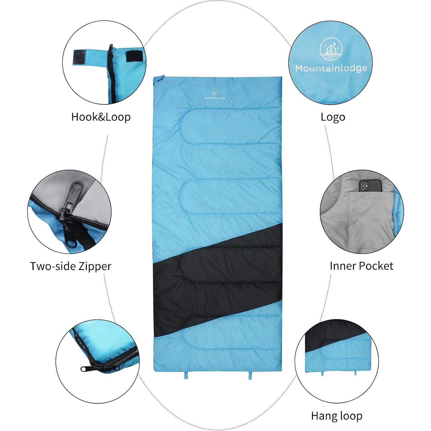 Saco de dormir Mountainlodge 3 estaciones 195x80cm impermeable