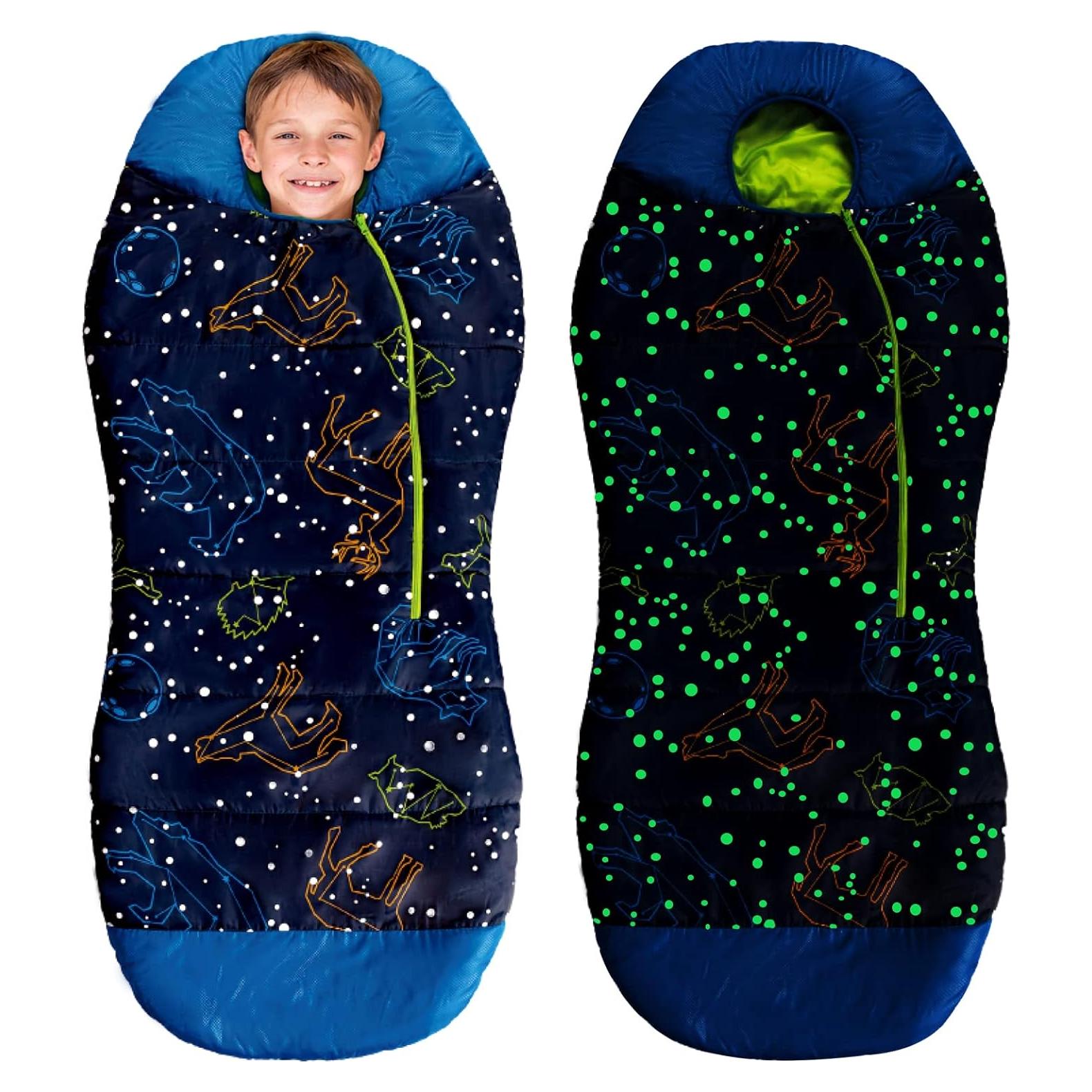 Saco de dormir mumia AceCamp azul para niños - 0°C, impermeable