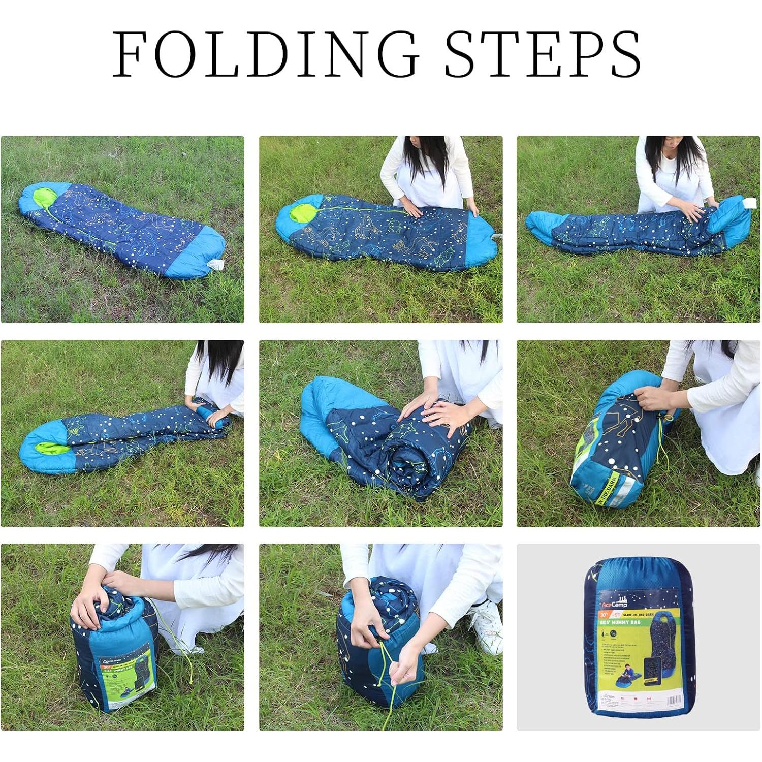 Saco de dormir mumia AceCamp azul para niños - 0°C, impermeable