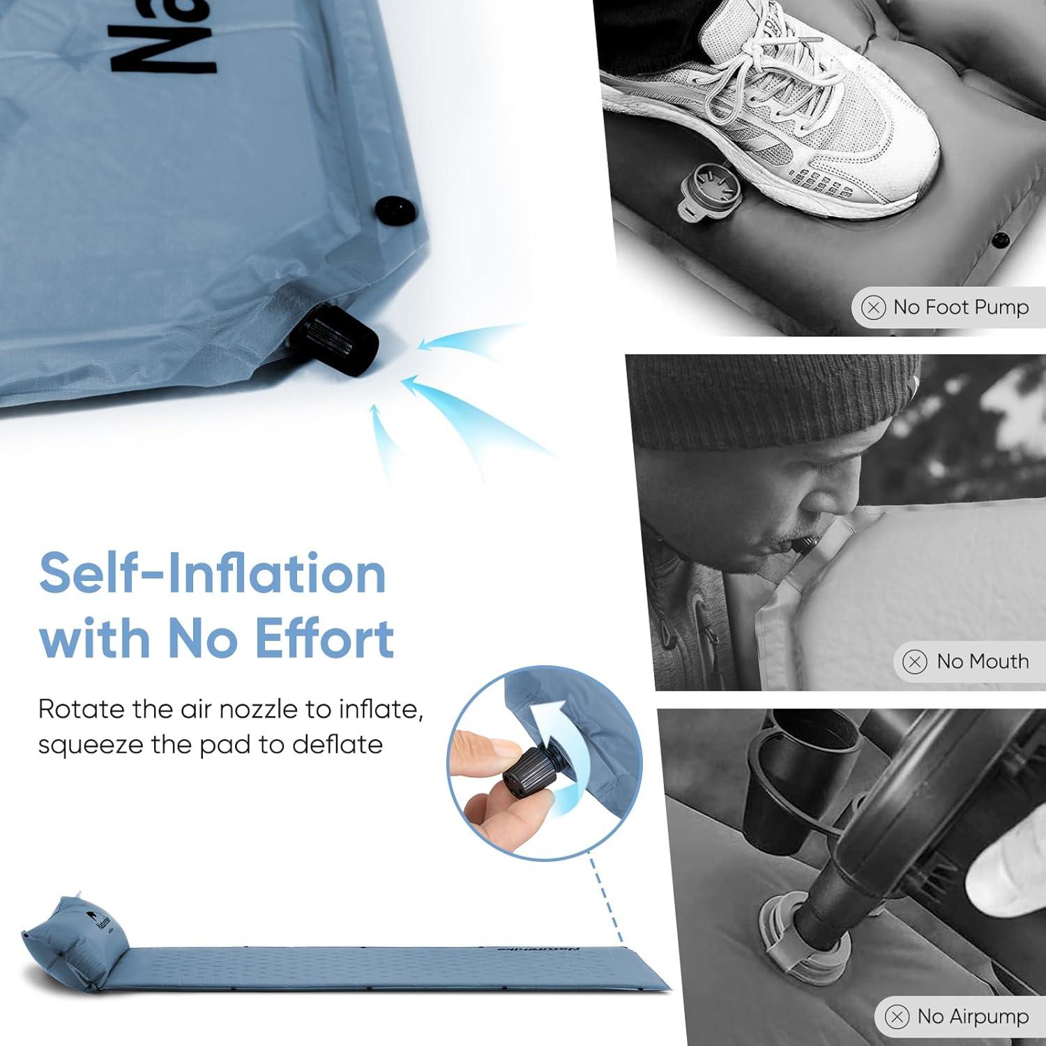 Almohadilla de Dormir Autoinflable Naturehike D01 Individual Azul