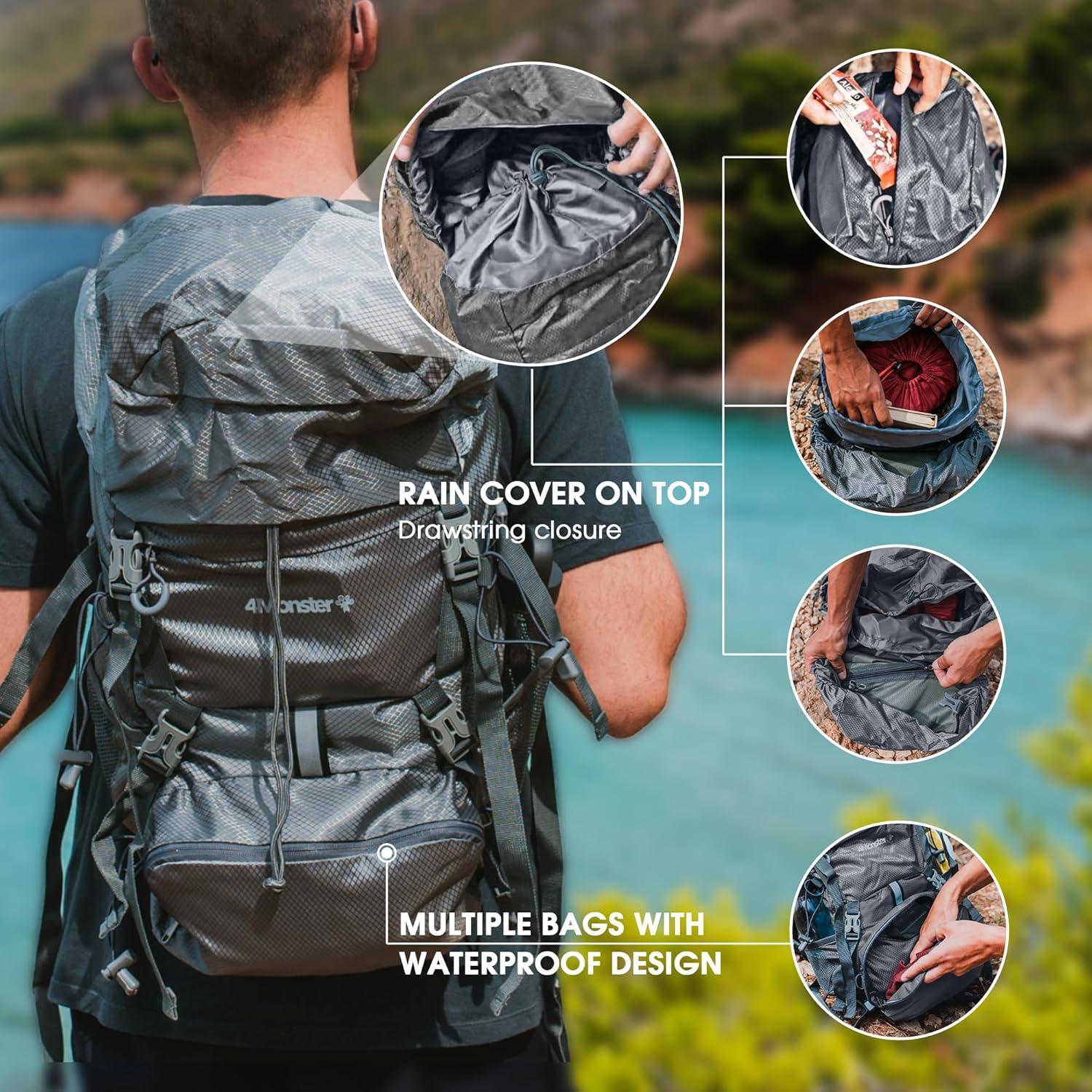 Mochila de Senderismo 4Monster Plegable 32L Resistente al Agua