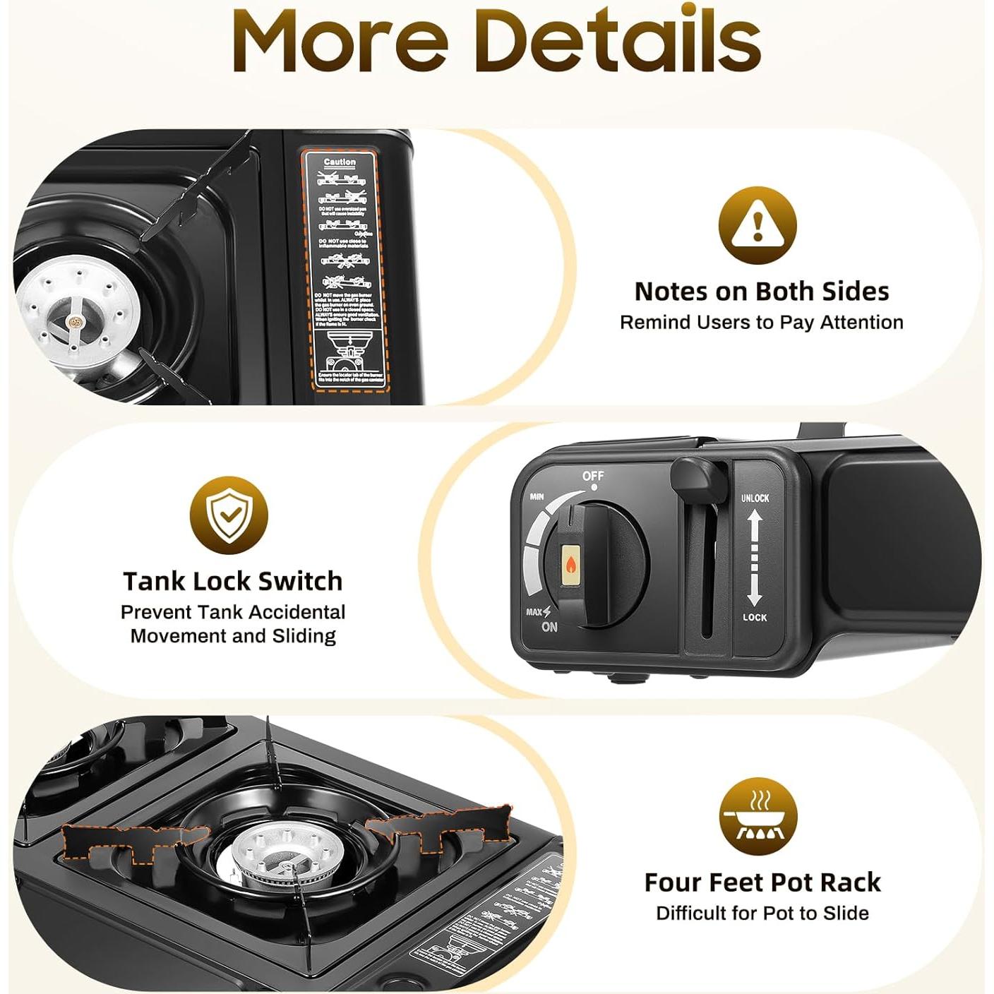 2-Burner Portable Camping Stove, Butane Camping Stove, Outdoor Travel Camp Stove for Camping, BBQ, Home (with Grill Tray)