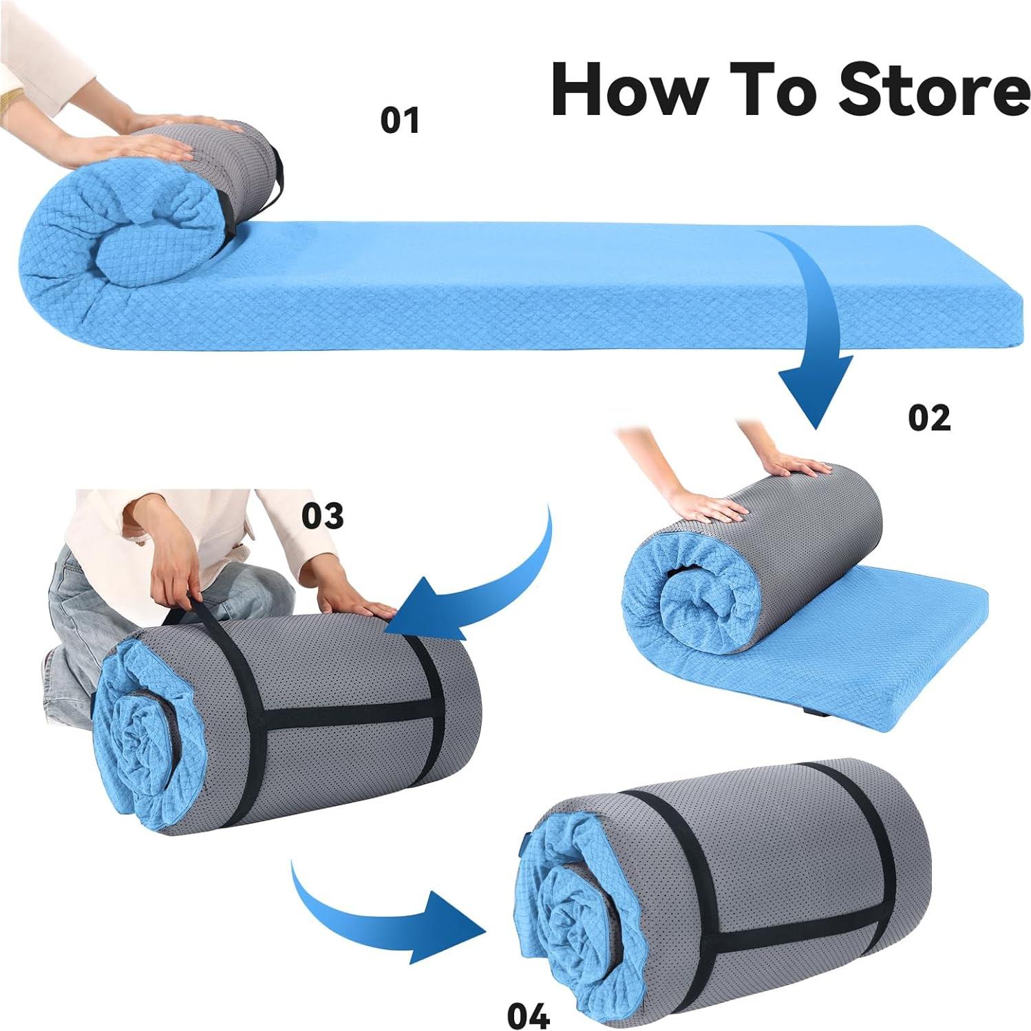 Colchón de Espuma Viscoelástica HOMBYS 182.88x60.96 cm Azul