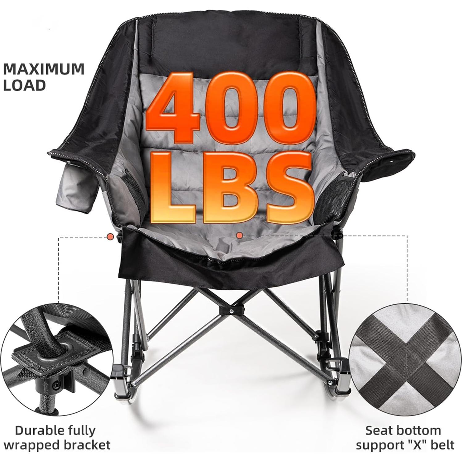 Silla de Camping Mecedora Foristrail Acolchada 181kg Plegable