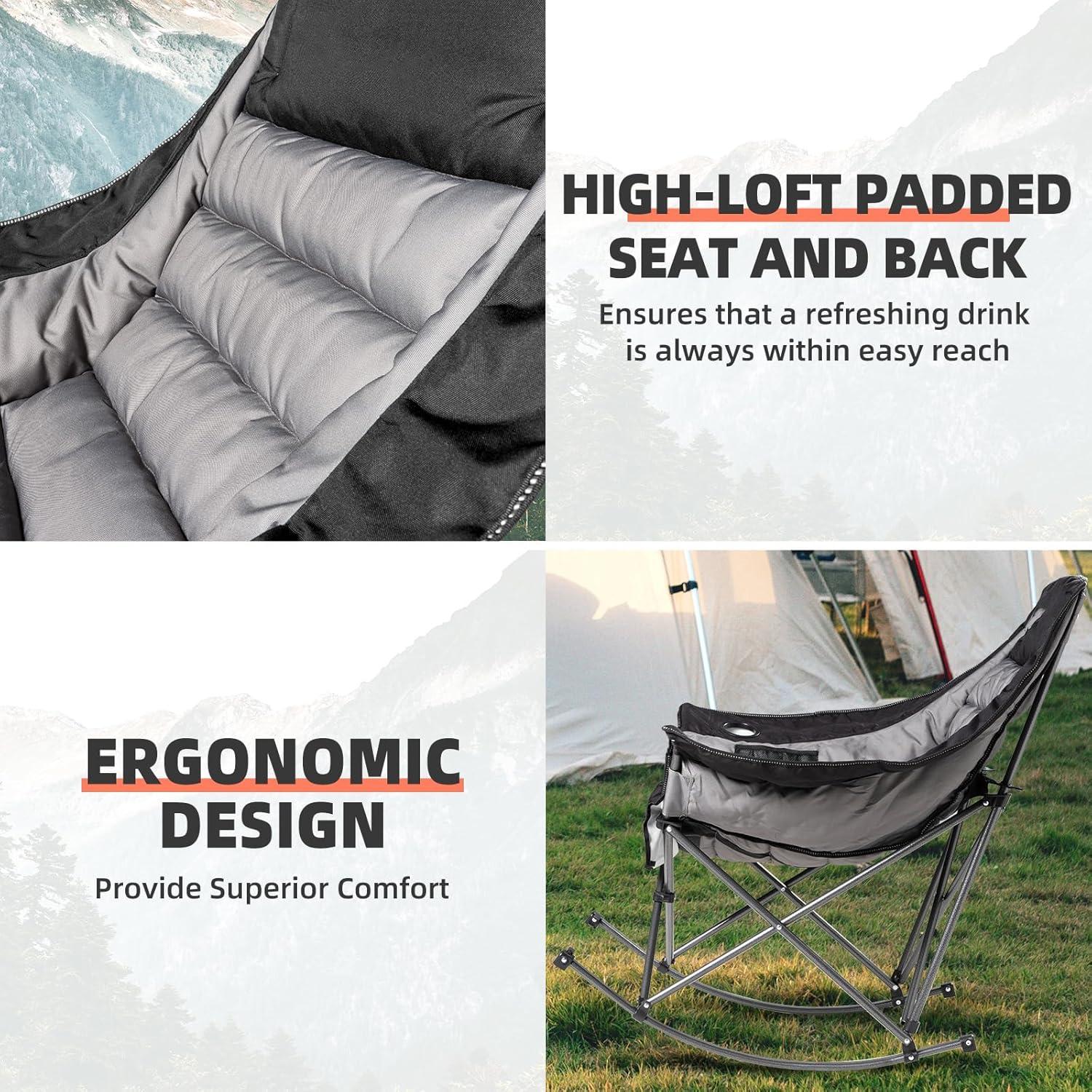 Silla de Camping Mecedora Foristrail Acolchada 181kg Plegable