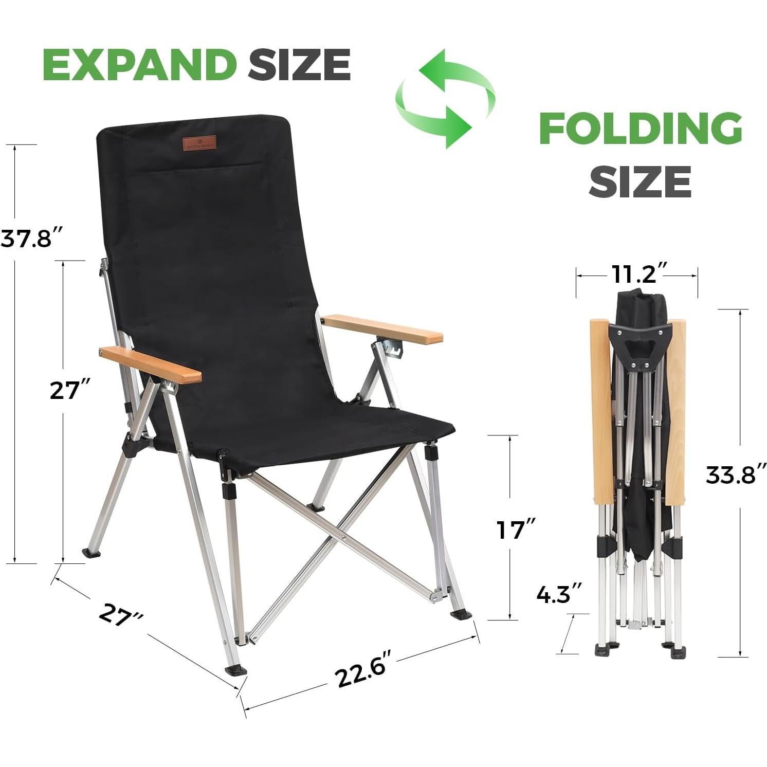 Silla de Camping Plegable OLDVIND con Reposabrazos y Bolsa