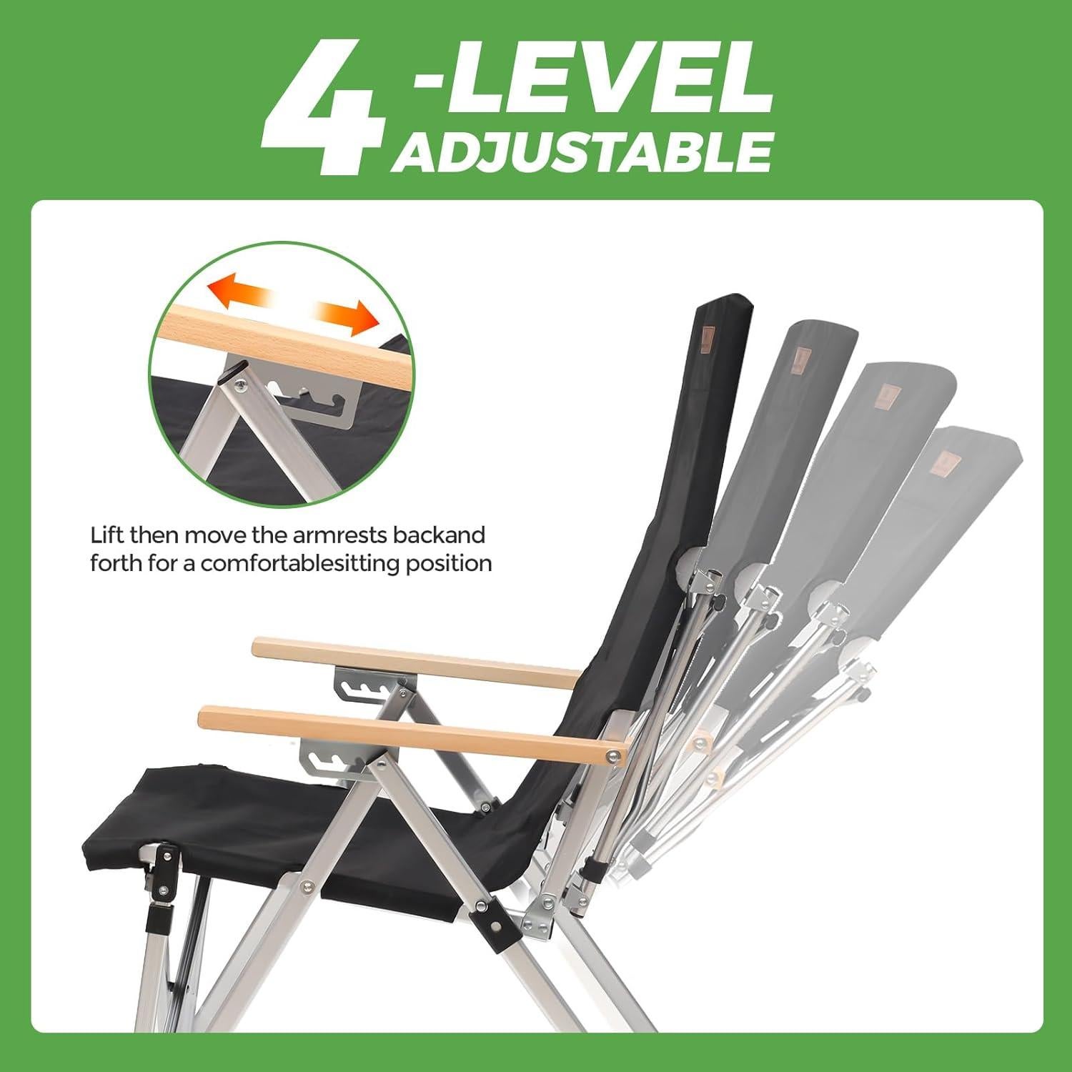 Silla de Camping Plegable OLDVIND con Reposabrazos y Bolsa