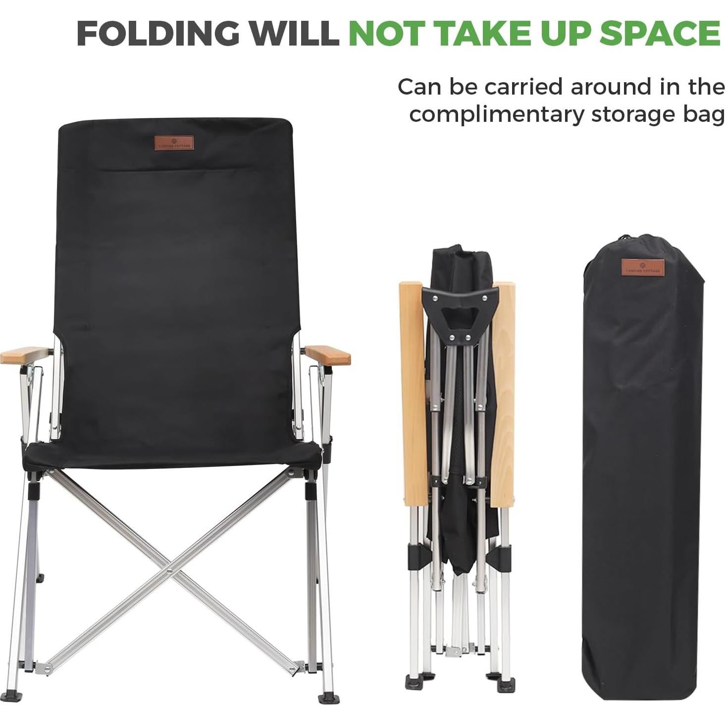 Silla de Camping Plegable OLDVIND con Reposabrazos y Bolsa