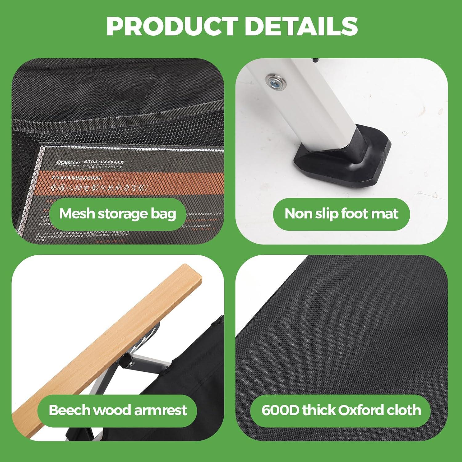 Silla de Camping Plegable OLDVIND con Reposabrazos y Bolsa