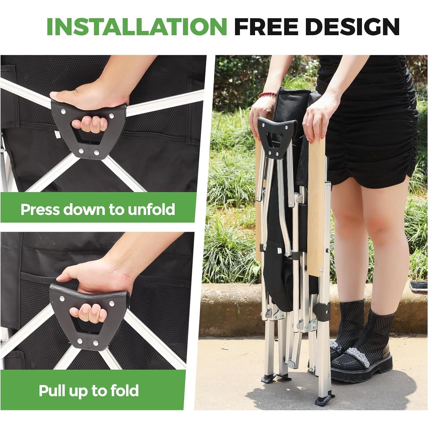 Silla de Camping Plegable OLDVIND con Reposabrazos y Bolsa