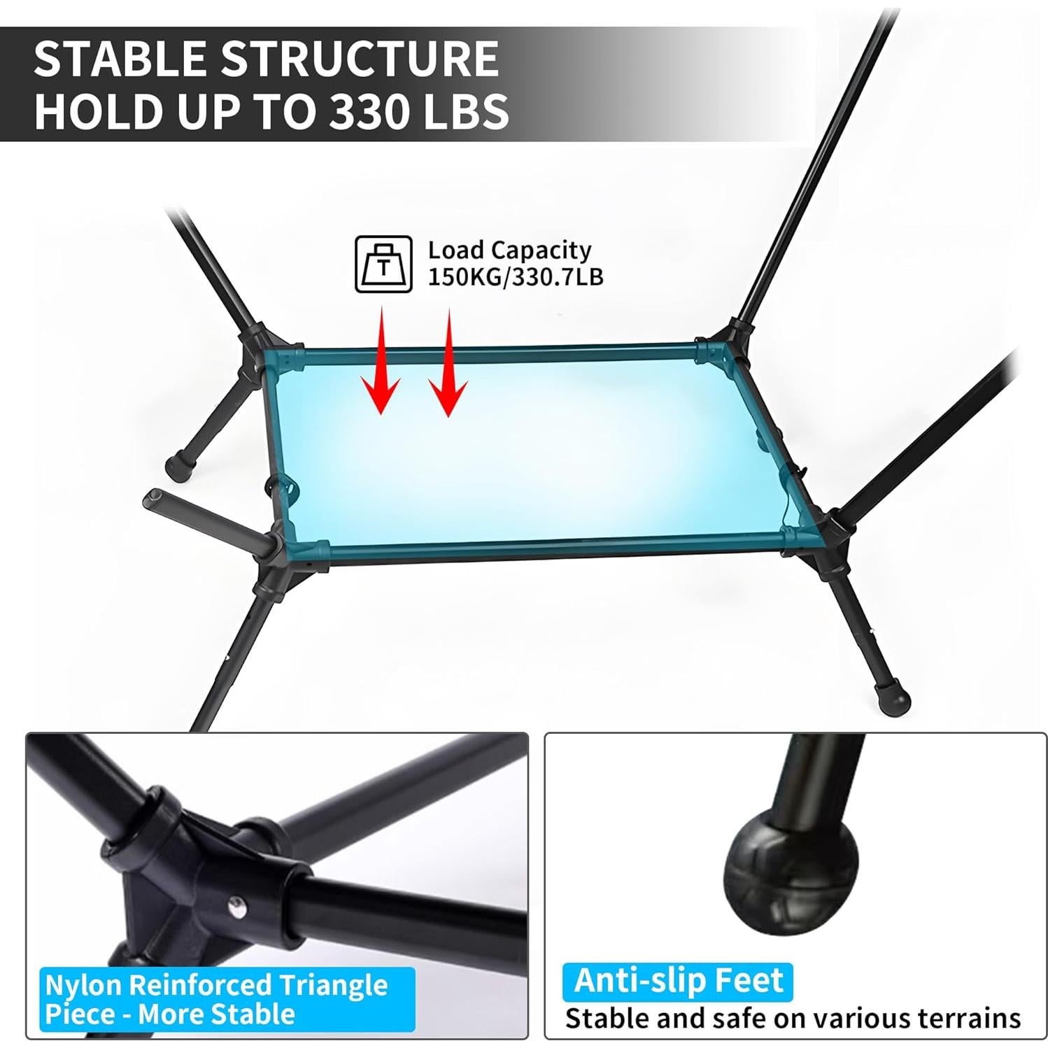Silla de Camping Reclinable TENPLAY 2025 Verde Militar 150kg