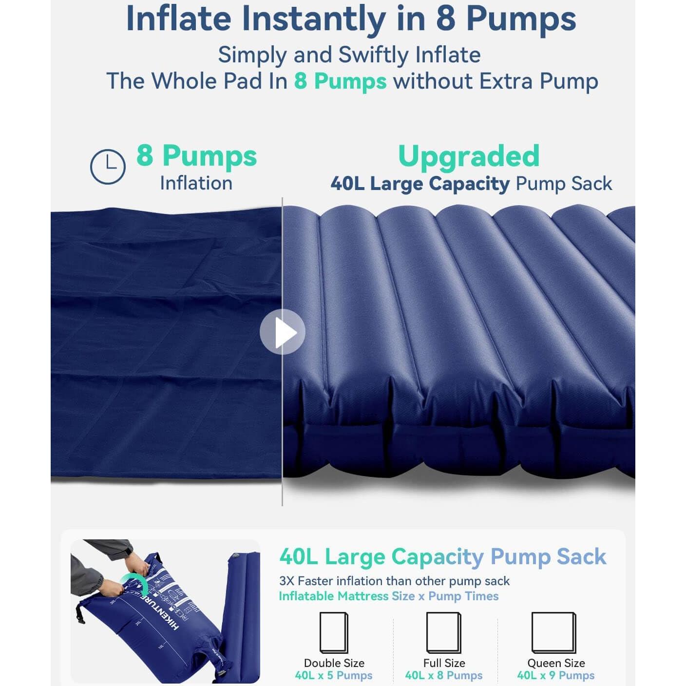 Colchón Inflable Camping Doble Hikenture 200x140 cm 10 cm