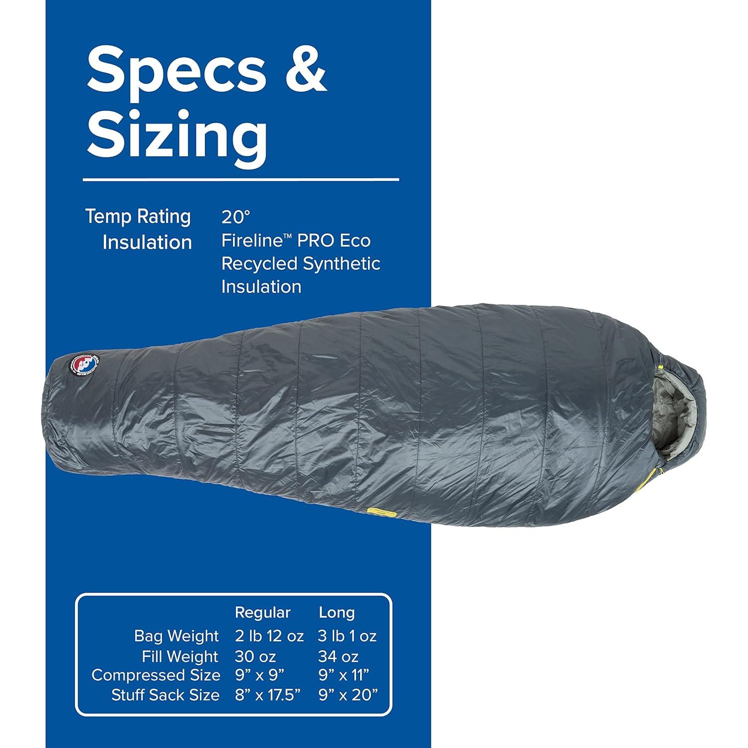 Saco de Dormir Big Agnes Anthracite 20 Grados Sintético