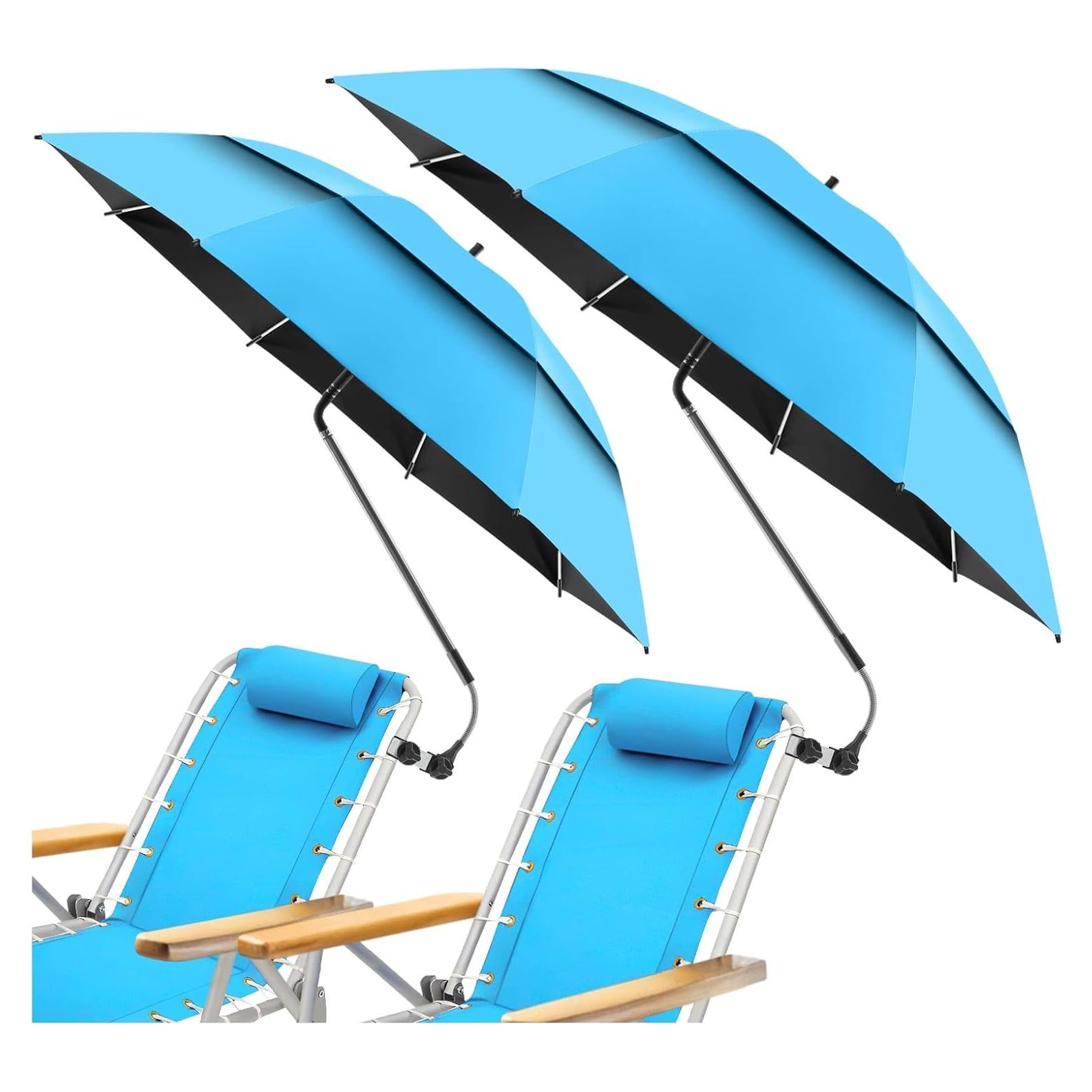 Paquete de 2 Paraguas de Playa Ajustables 123.4 cm UPF50+