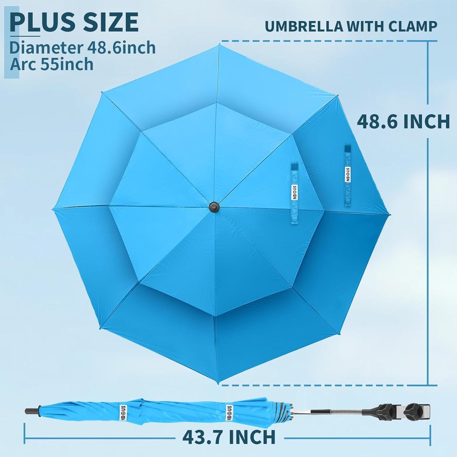 Paquete de 2 Paraguas de Playa Ajustables 123.4 cm UPF50+