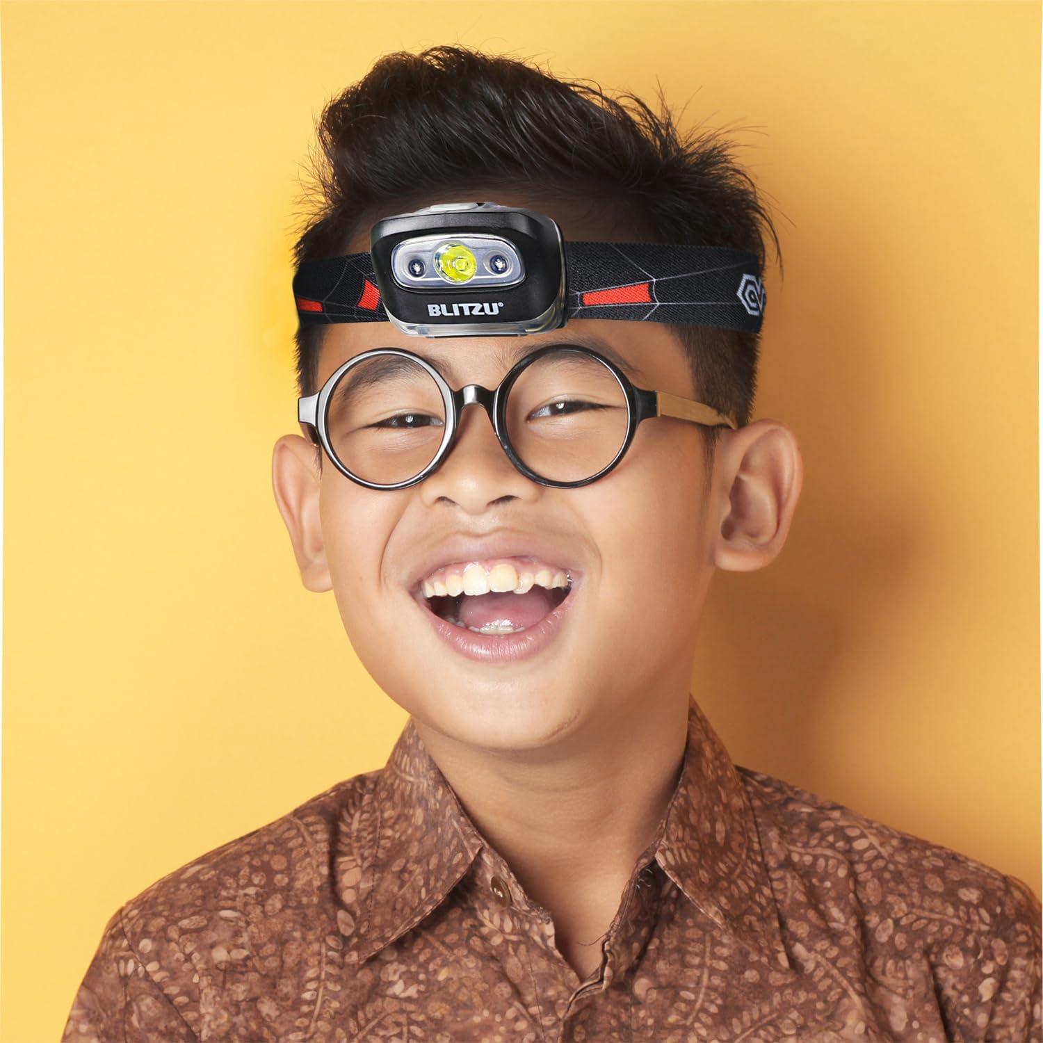 Linterna Frontal LED BLITZU Negra, Impermeable, 165 Lúmenes