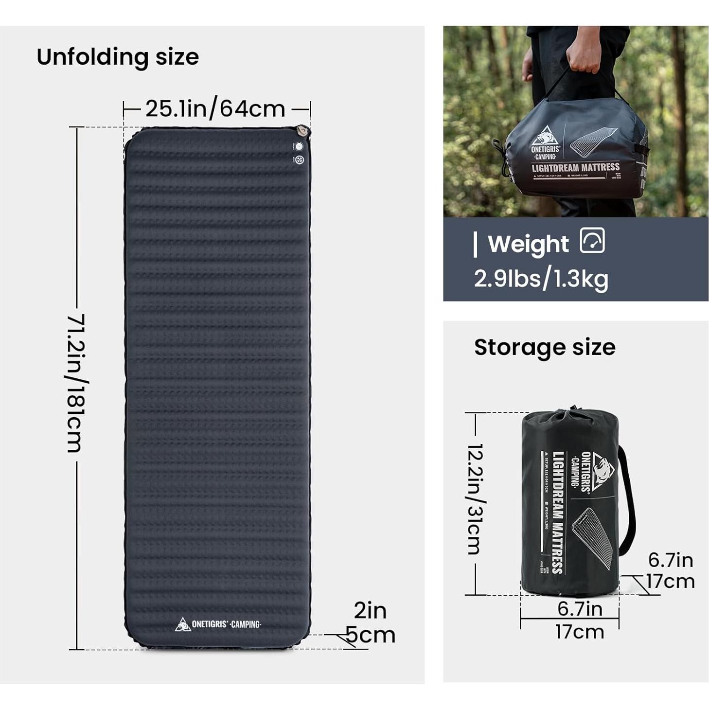 Almohadilla de Dormir Autoinflable OneTigris LIGHTDREAM 181x64cm