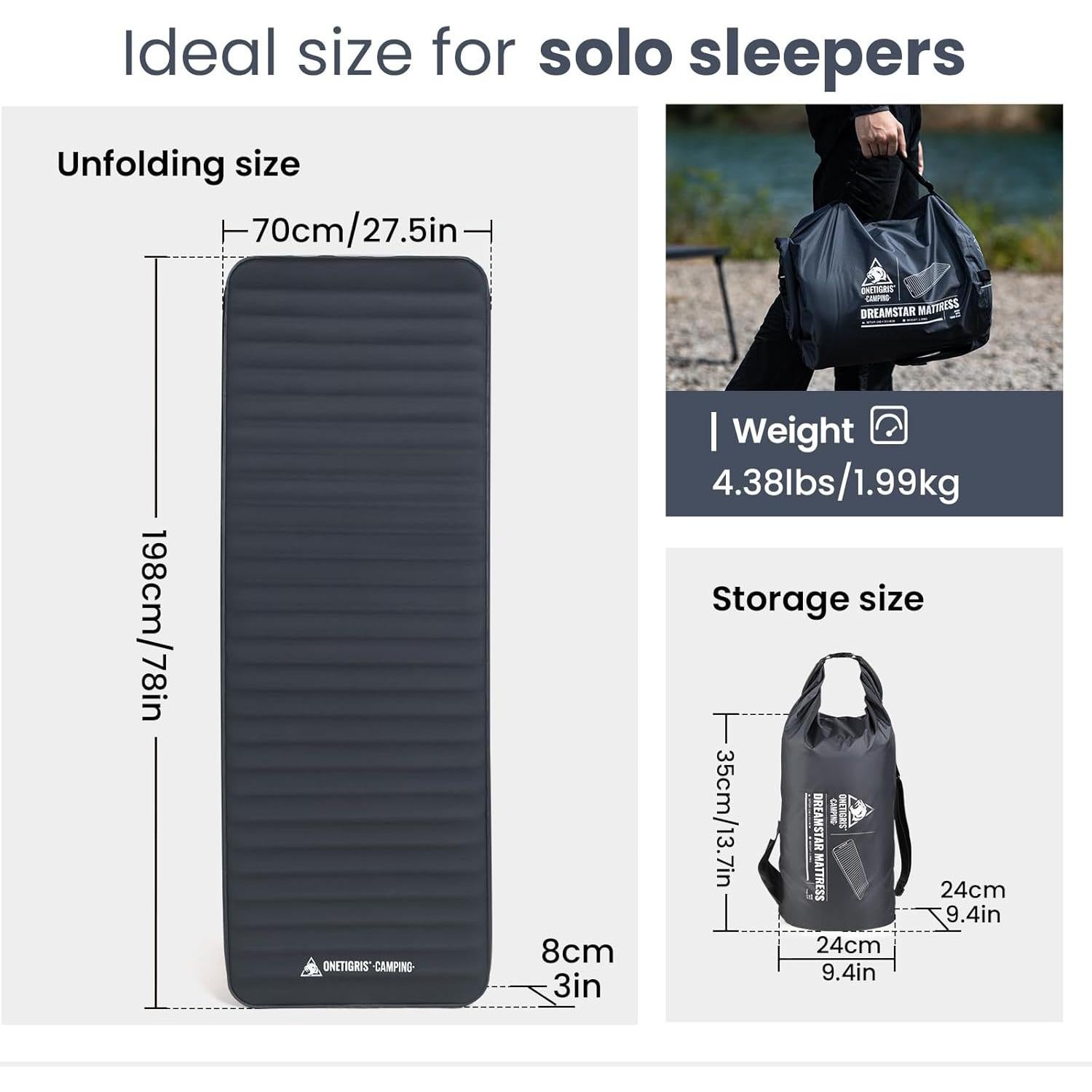 Colchón de Aire Individual ONETIGRIS Dreamstar 198x60cm