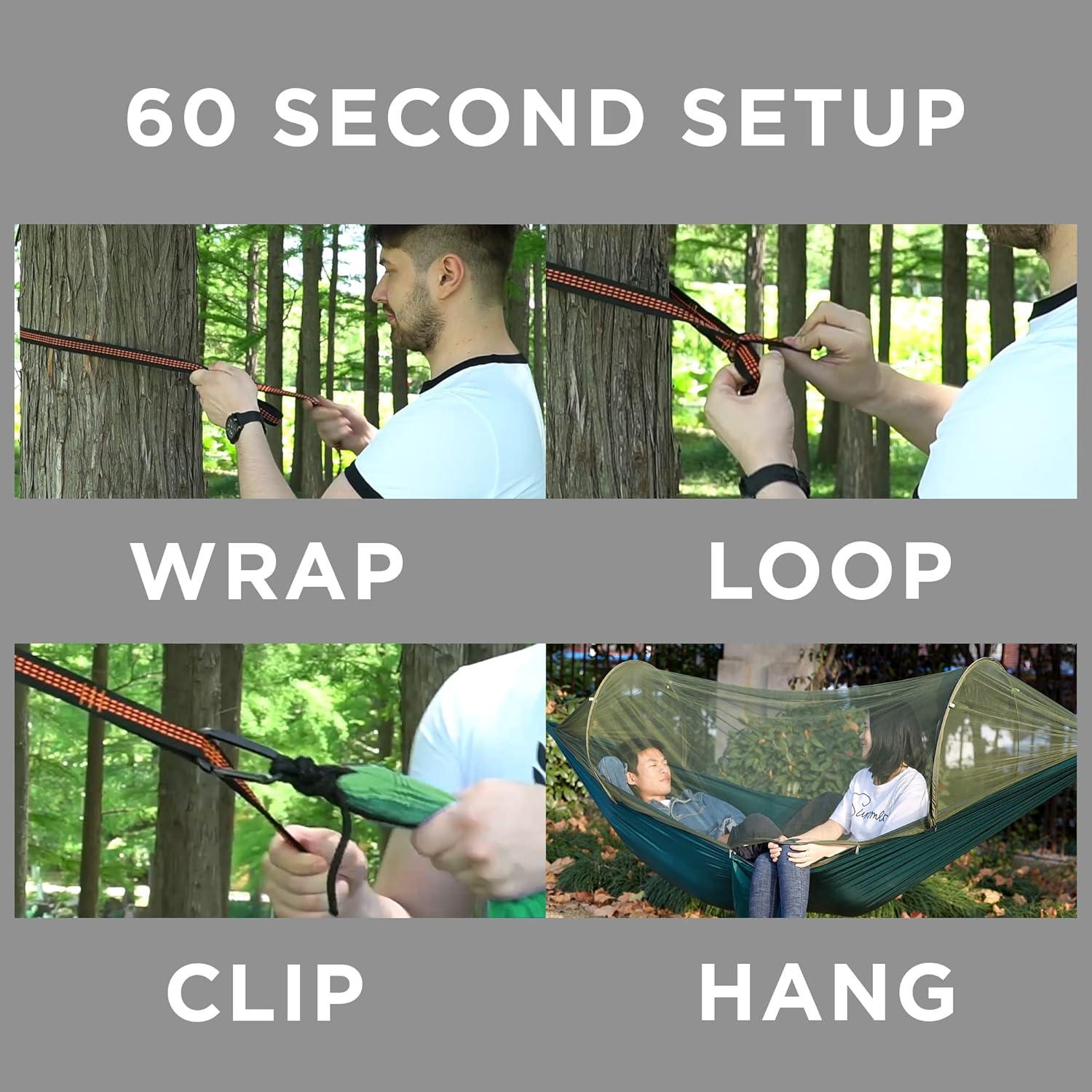 Hamaca Portátil OOKU de Nylon con Red Mosquitera para 2 Personas