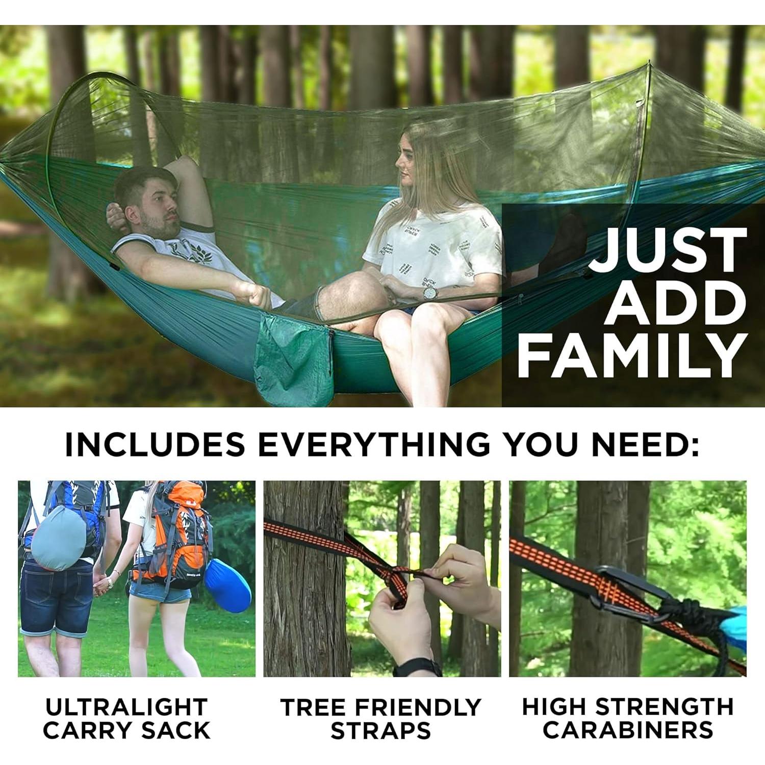 Hamaca Portátil OOKU de Nylon con Red Mosquitera para 2 Personas