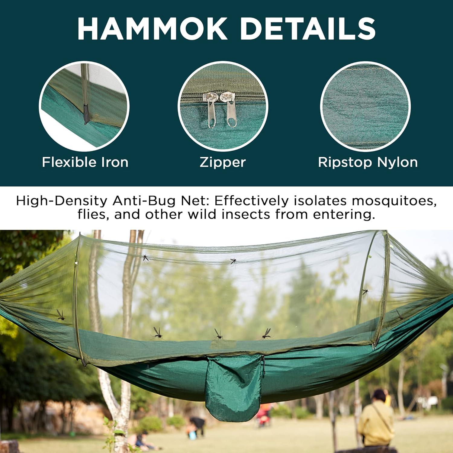 Hamaca Portátil OOKU de Nylon con Red Mosquitera para 2 Personas