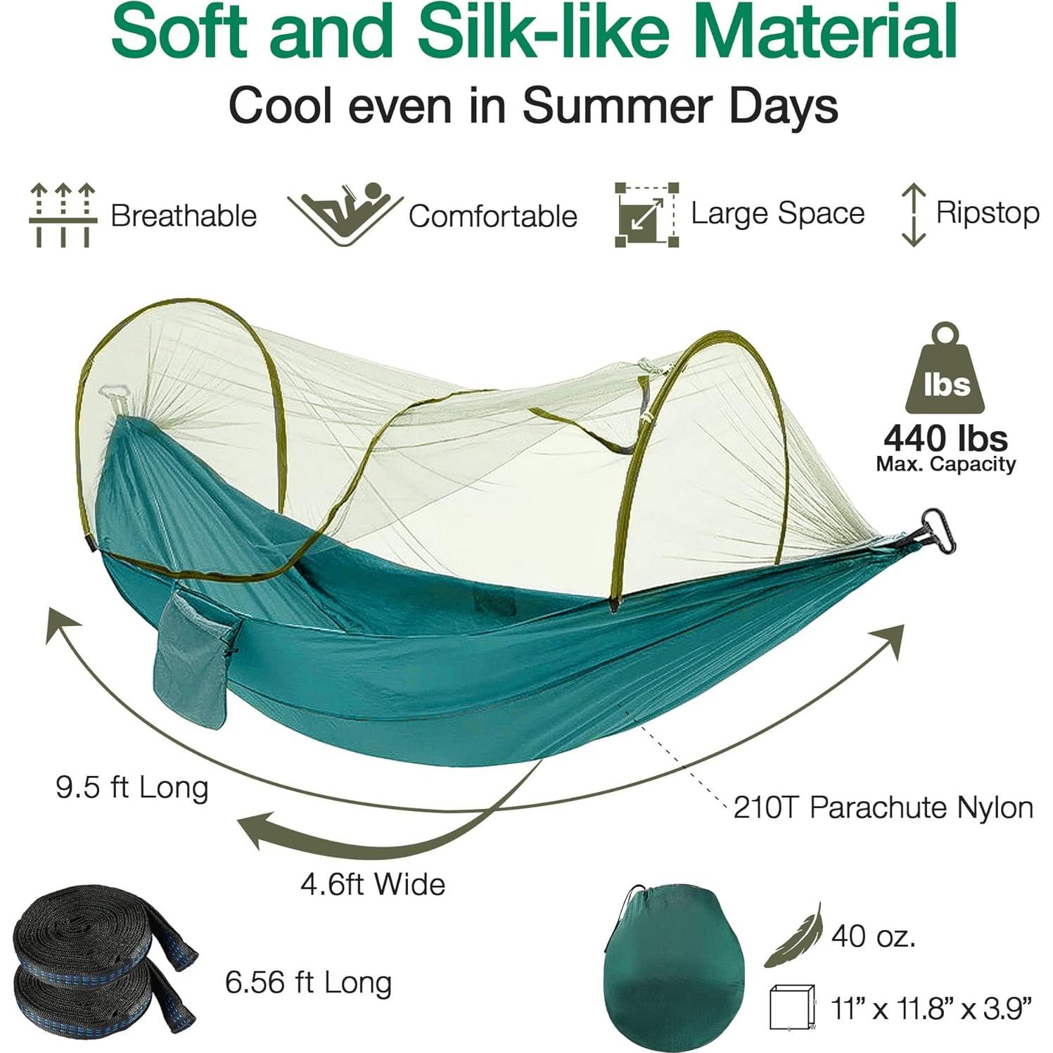 Hamaca Portátil OOKU de Nylon con Red Mosquitera para 2 Personas