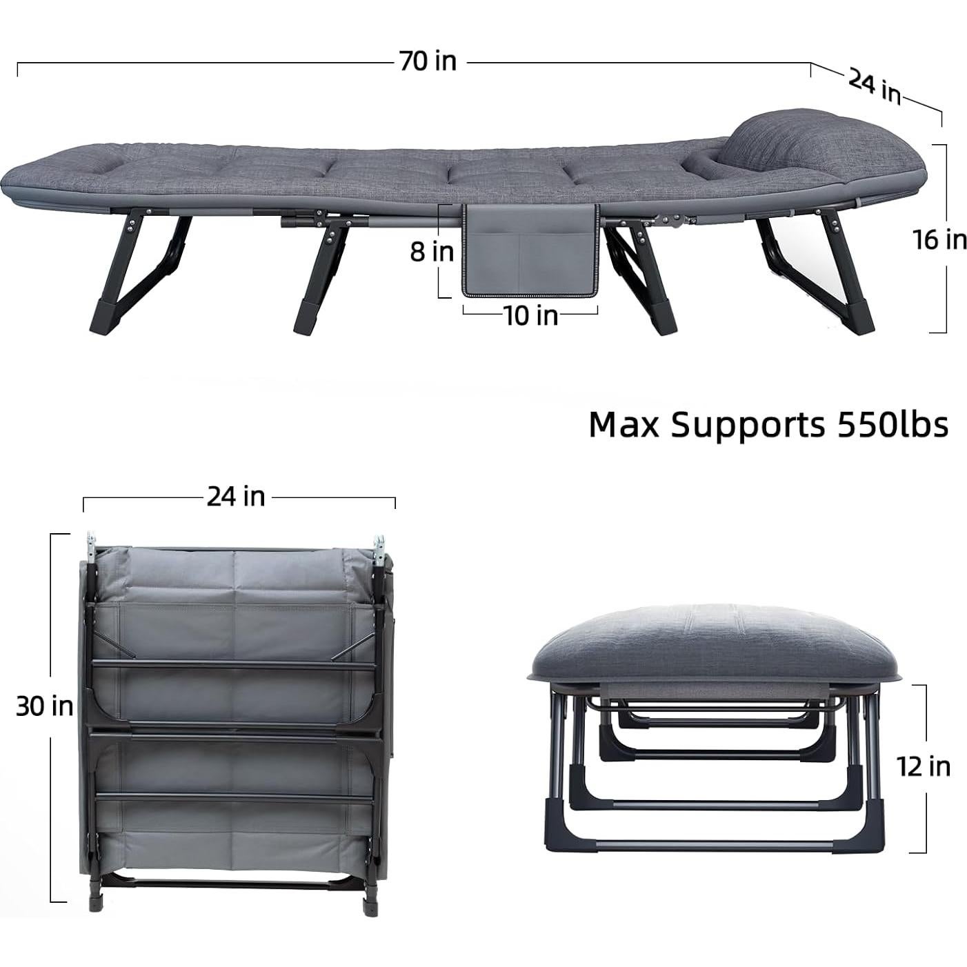 Cama Plegable SnozeFlex Gris M - 178 cm Ajustable 6 Ángulos