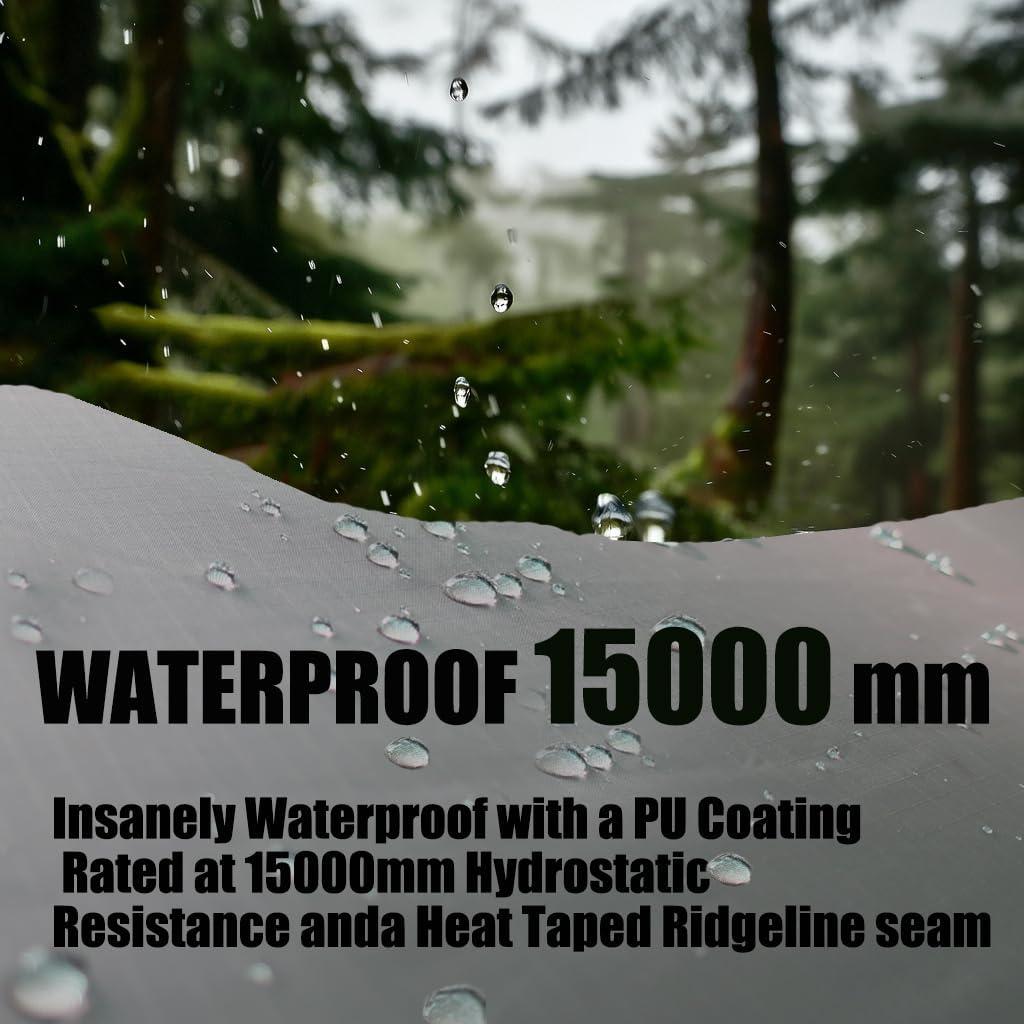 GOLDCAMP Waterproof Camping Tarp，70D Nylon 10X10FT Hammock Rain Fly ，UV 50+ and PU15000mm Tent Tarp Shelter Canopy，Heavy Duty Multifunctional Sun Shade or Rain Fly Essentials for Hiking Backpacking
