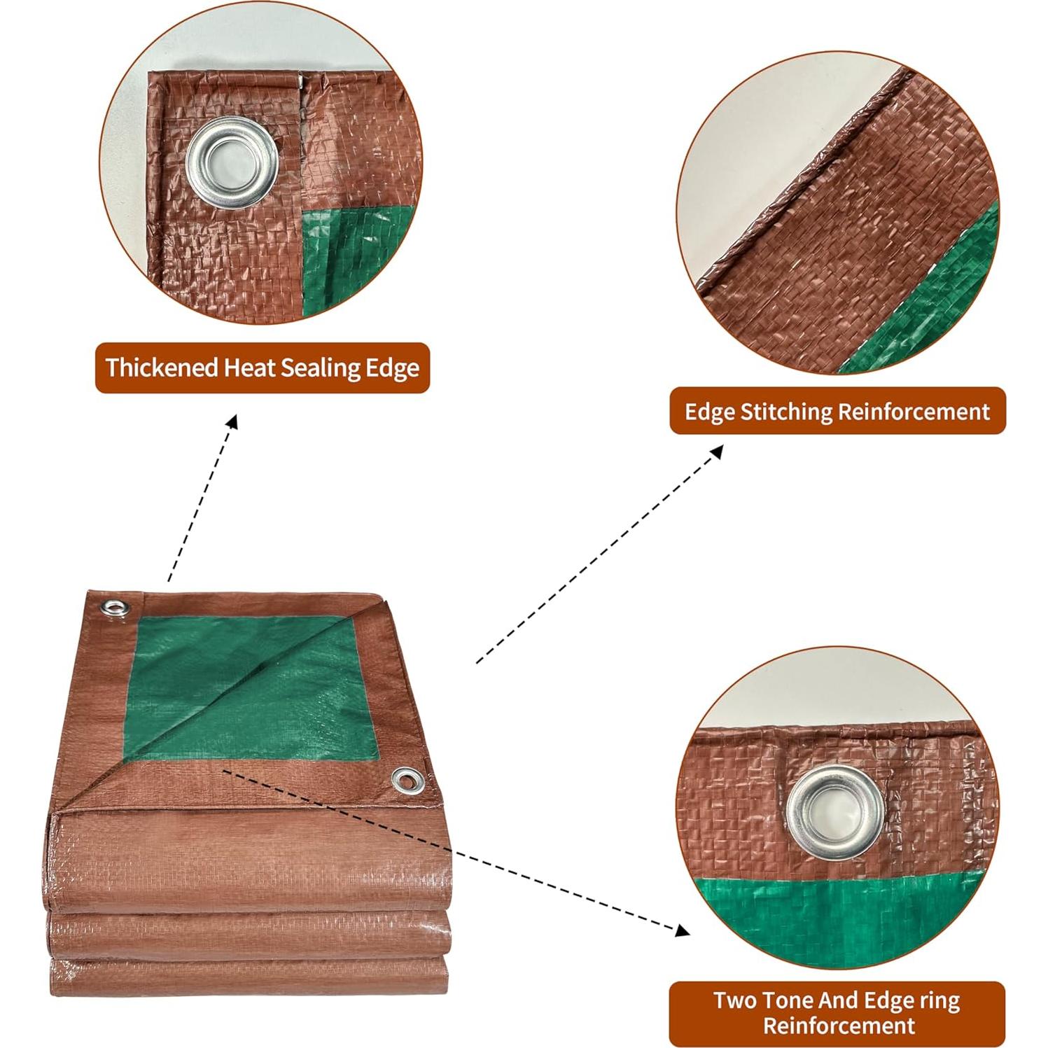 Lona Impermeable MVPNET 1.52x2.13m Verde/Marrón 7mil