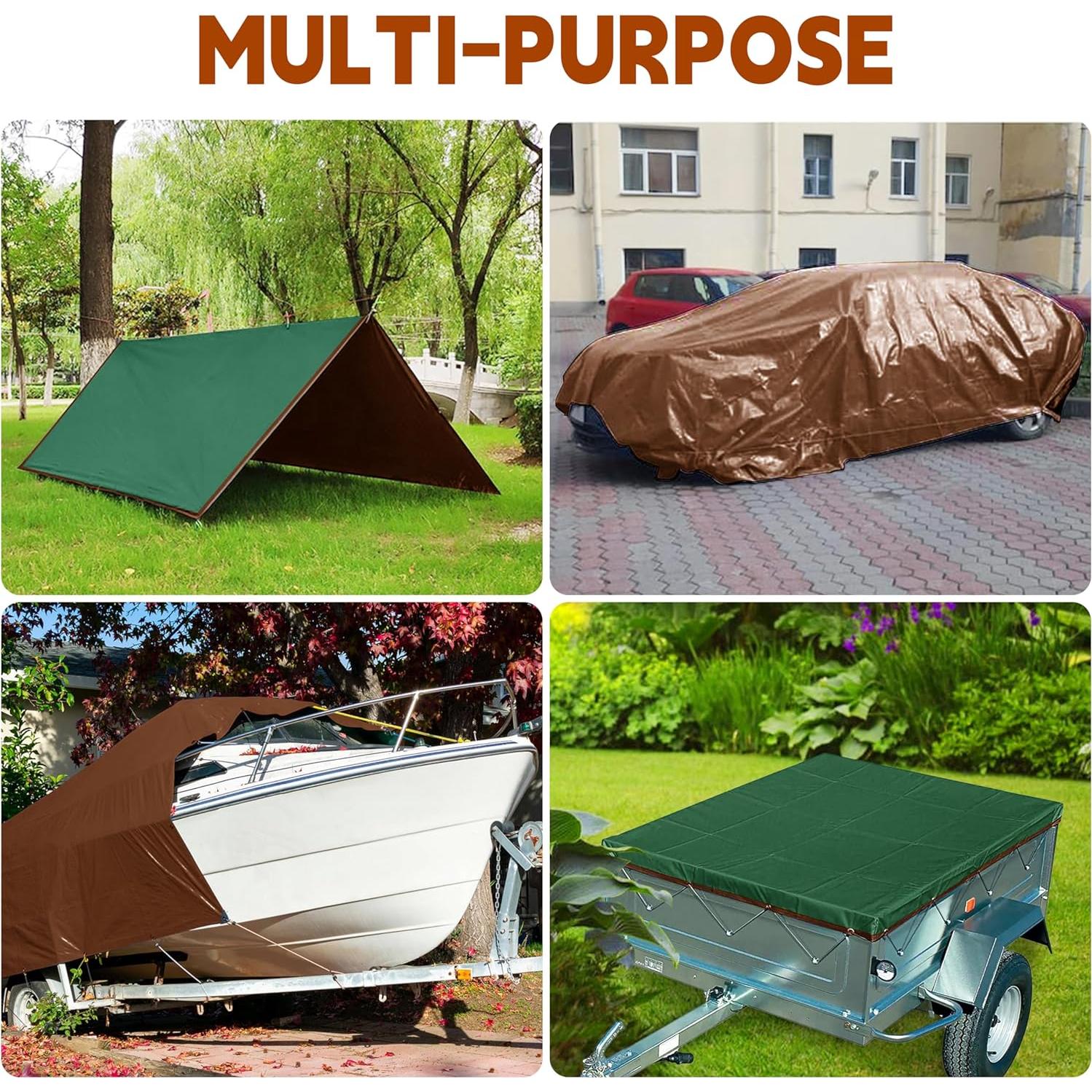 Lona Impermeable MVPNET 1.52x2.13m Verde/Marrón 7mil