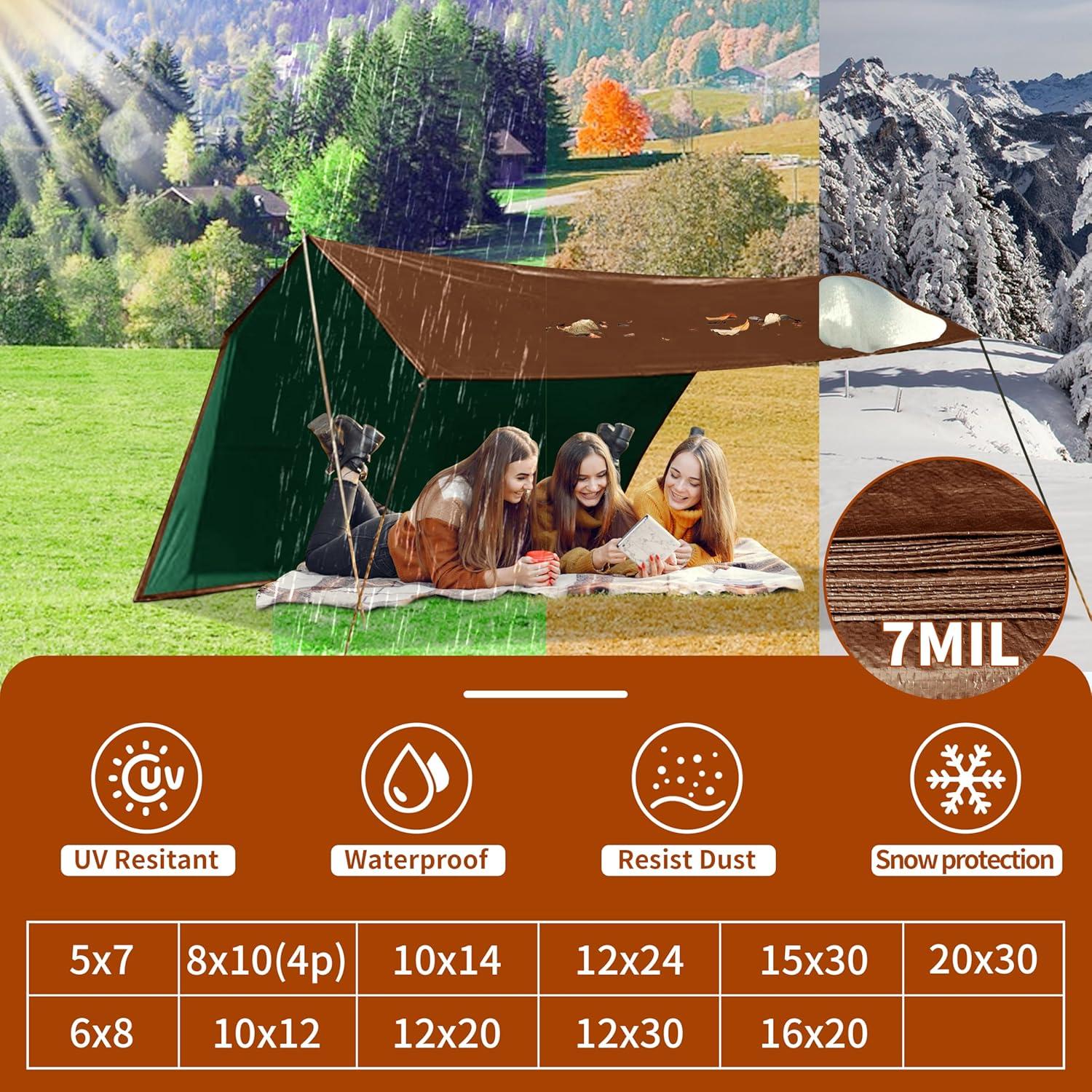 Lona Impermeable MVPNET 1.52x2.13m Verde/Marrón 7mil