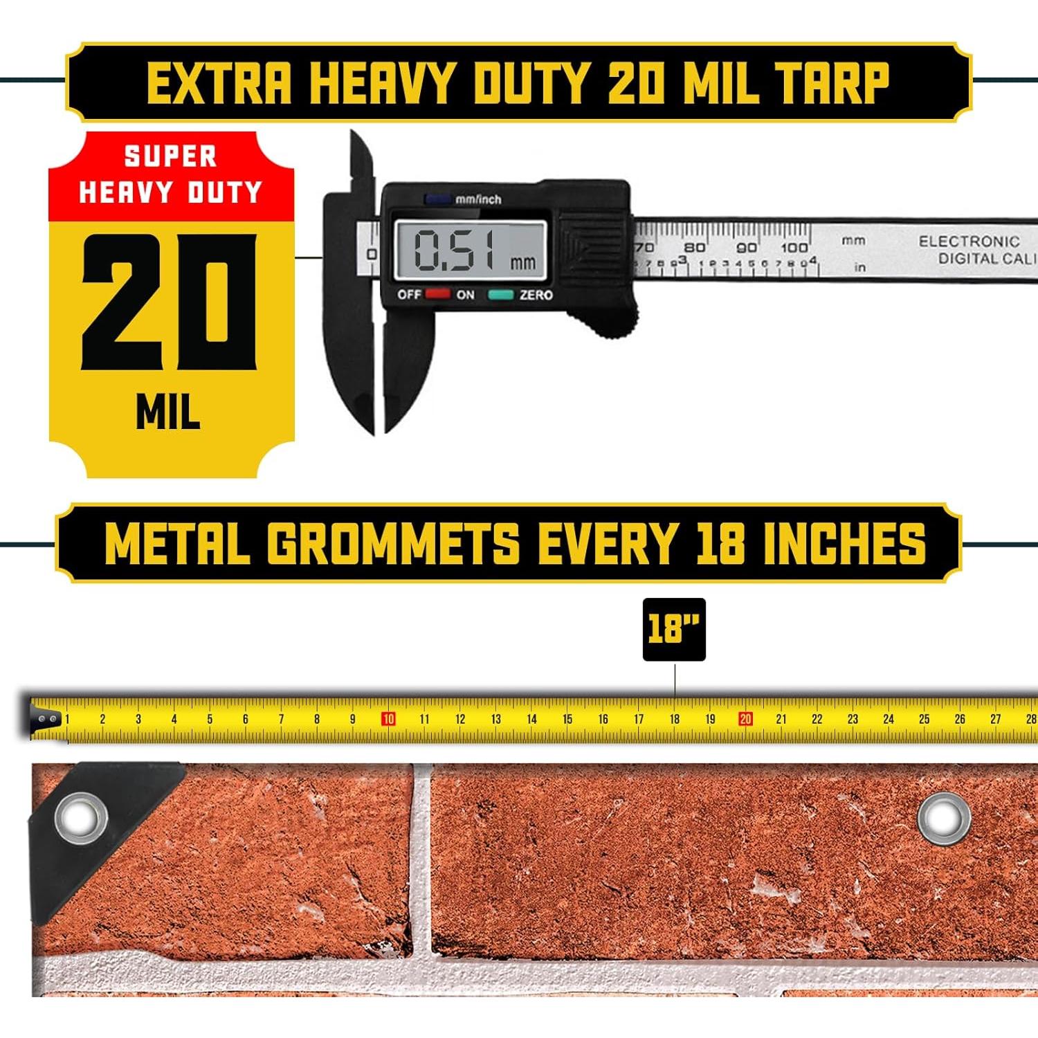 Lona Impermeable Core Tarps 1.83x2.44m 20 Mil Resistente UV