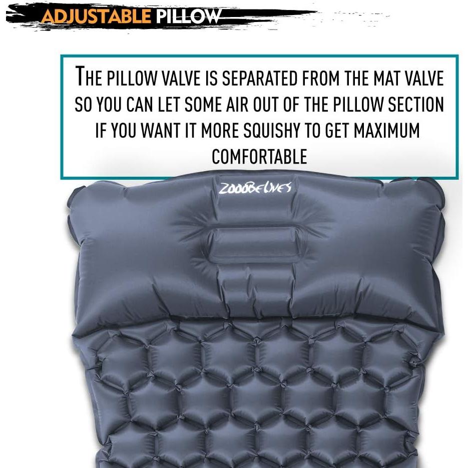 Colchoneta Inflable ZOOOBELIVES Ultraligera con Almohada 190x58cm