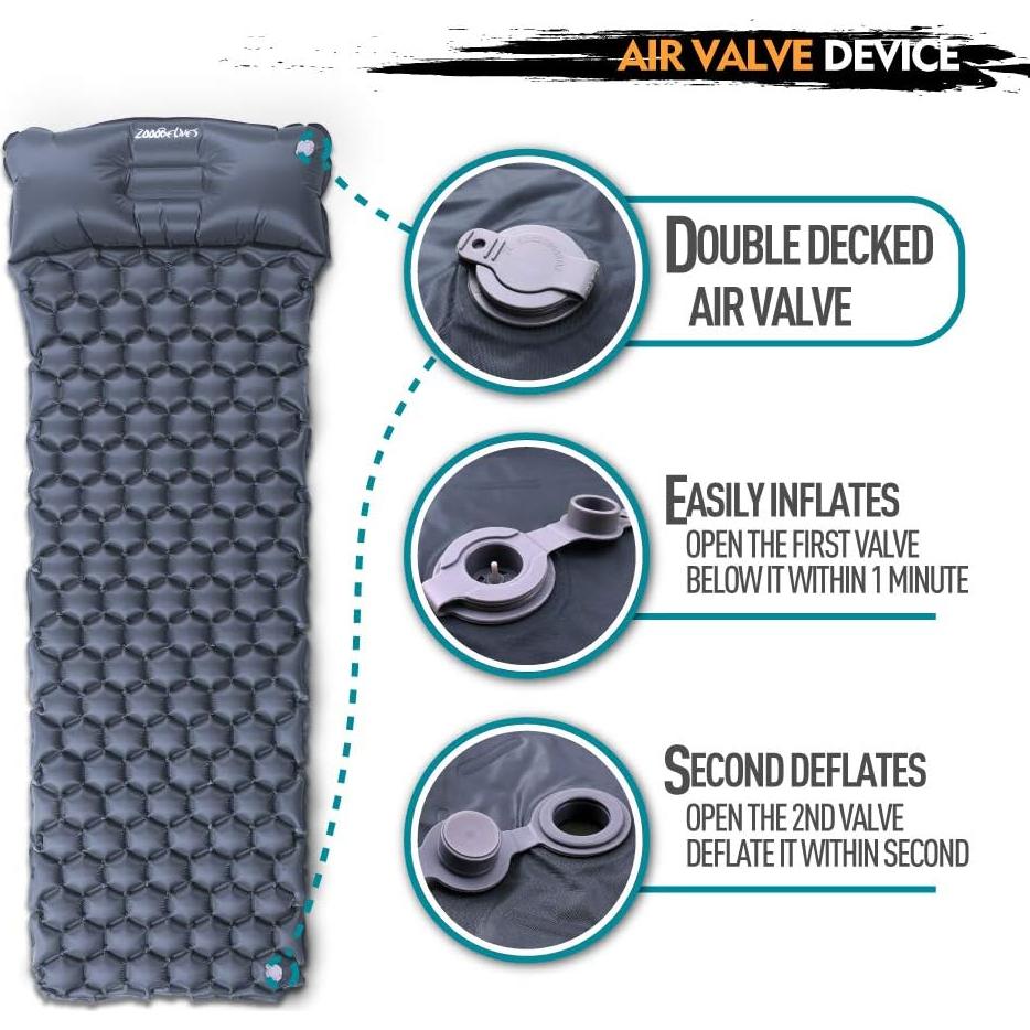Colchoneta Inflable ZOOOBELIVES Ultraligera con Almohada 190x58cm