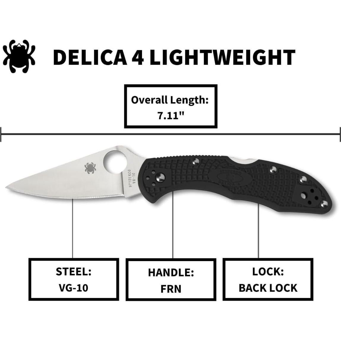 Cuchillo Plegable Spyderco Delica 4 Ligero 18.1 cm Hoja Acero 7.6 cm