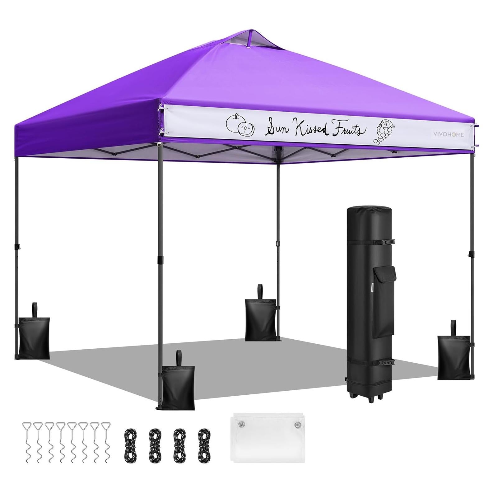 Carpa Plegable VIVOHOME 2.44x2.44m Resistente con Bolsa y Ruedas