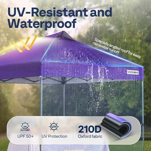 Carpa Plegable VIVOHOME 2.44x2.44m Resistente con Bolsa y Ruedas