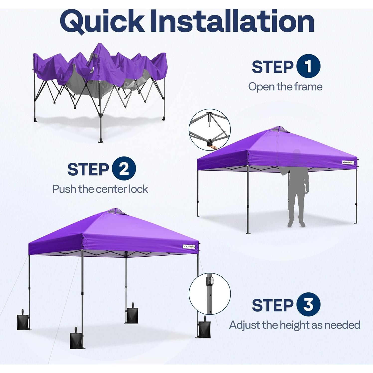 Carpa Plegable VIVOHOME 2.44x2.44m Resistente con Bolsa y Ruedas