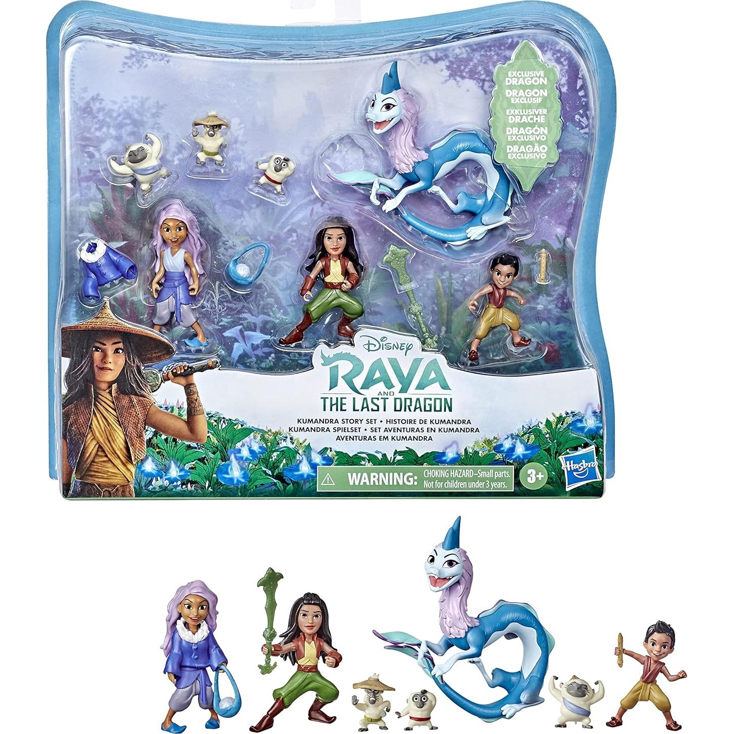 Disney Princess Hasbro Raya and The Last Dragon Kumandra Story Set,7 Dolls and Doll Accessories,Raya,Sisu Human,Ongis,Boun,and Sisu,Toy for Kids