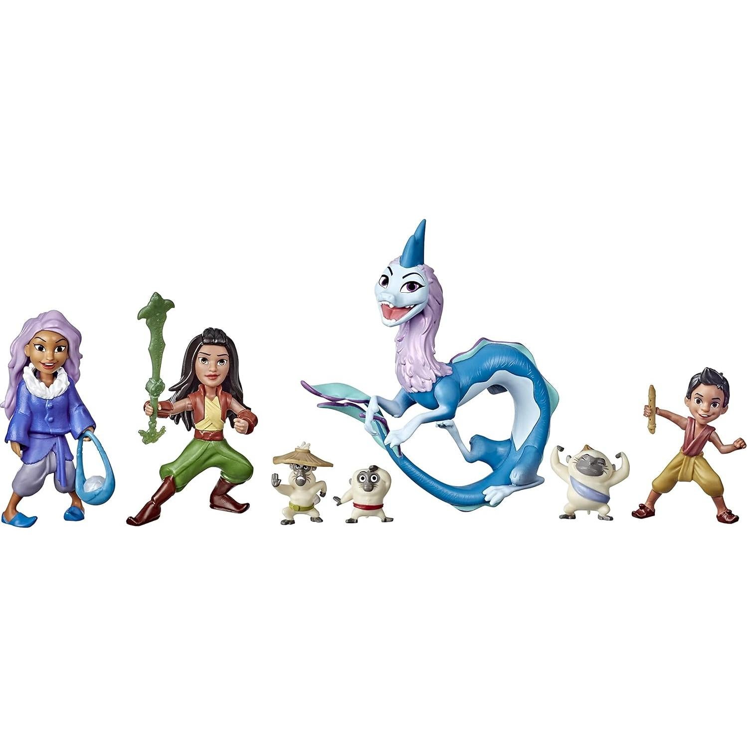 Disney Princess Hasbro Raya and The Last Dragon Kumandra Story Set,7 Dolls and Doll Accessories,Raya,Sisu Human,Ongis,Boun,and Sisu,Toy for Kids