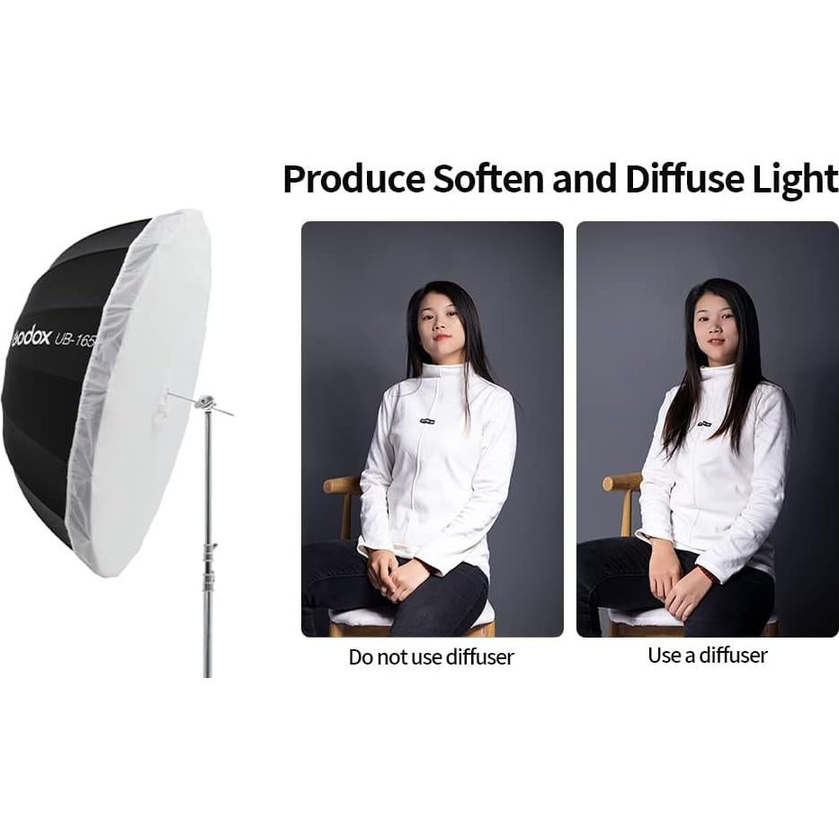 Paraguas Reflectante Godox 165cm Plateado con Difusor