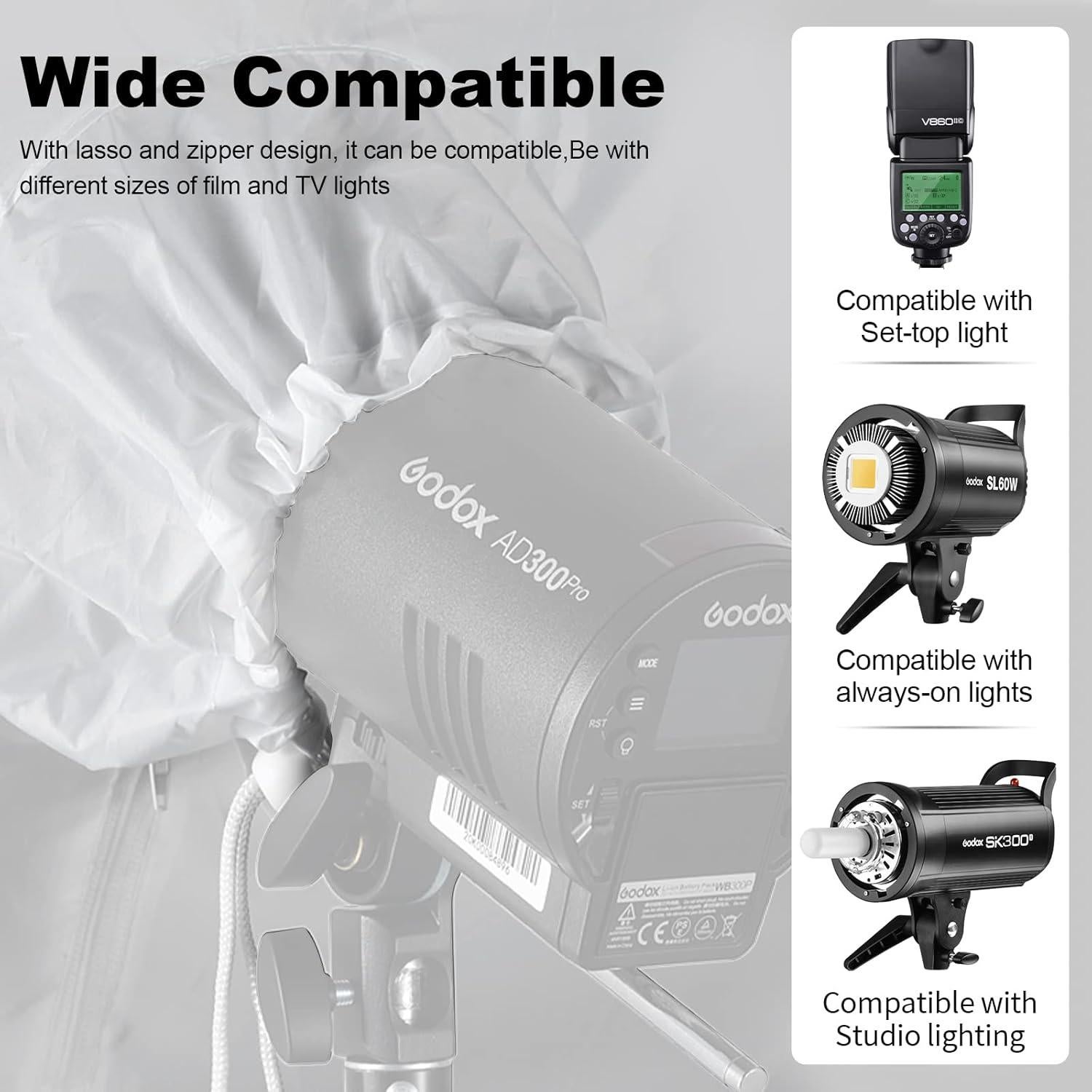 Paraguas Reflectante Godox 165cm Plateado con Difusor