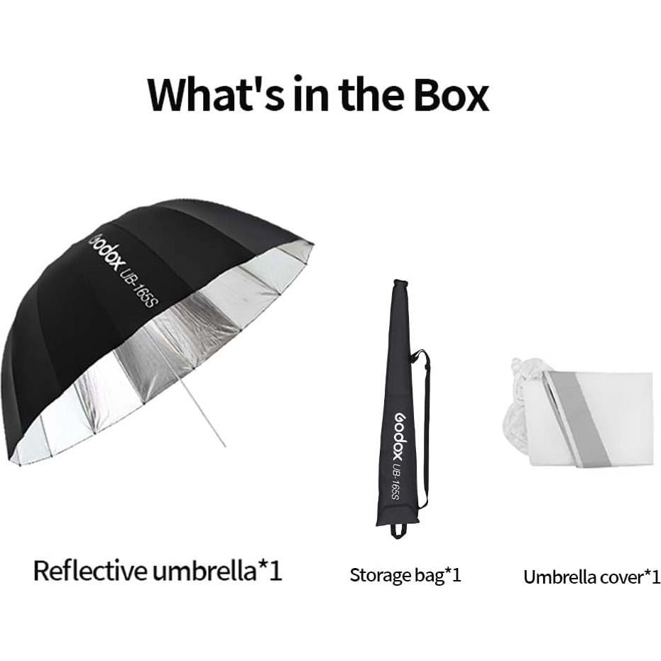 Paraguas Reflectante Godox 165cm Plateado con Difusor