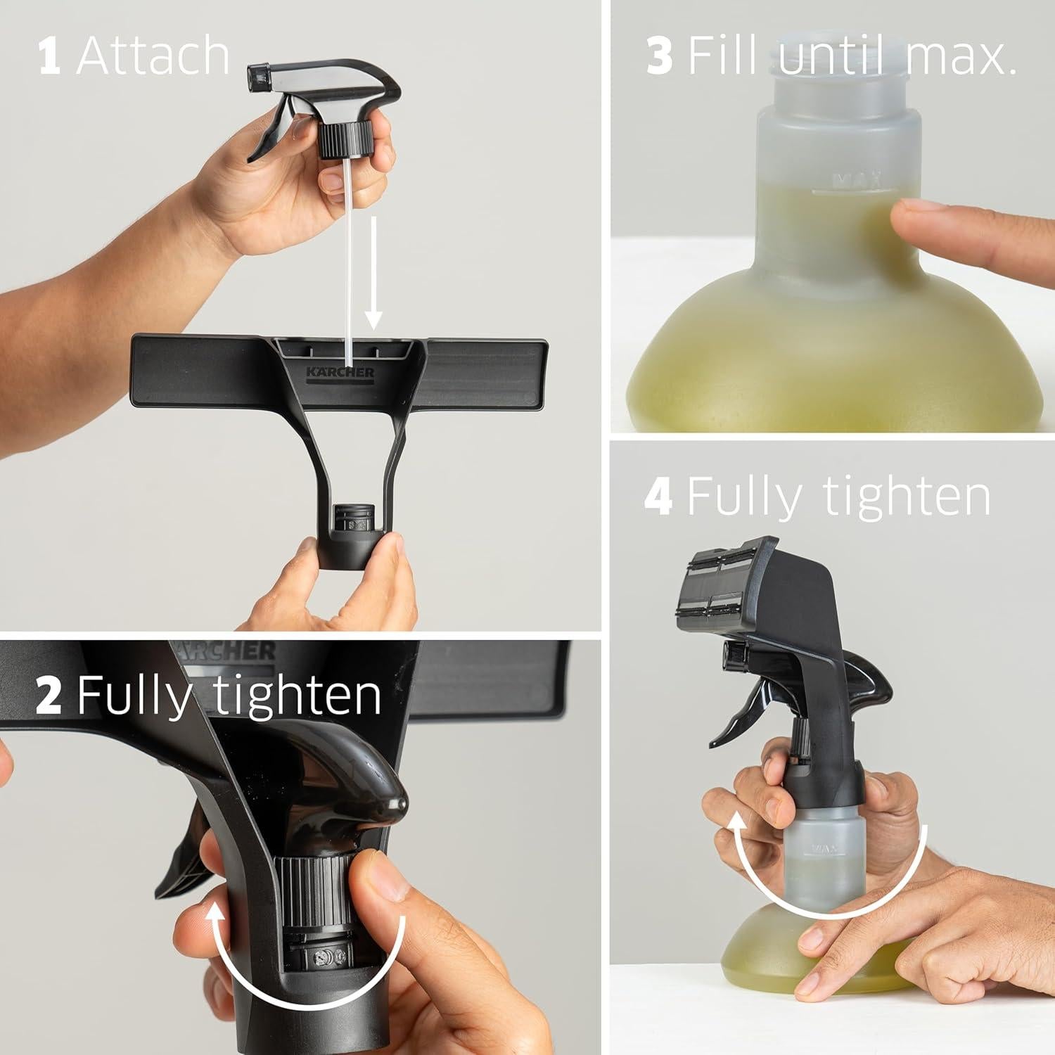 Kärcher WV 1 Plus Black Edition Window Vacuum Squeegee - for Showers, Mirrors, Glass, & Countertops - 10 in. Squeegee Blade