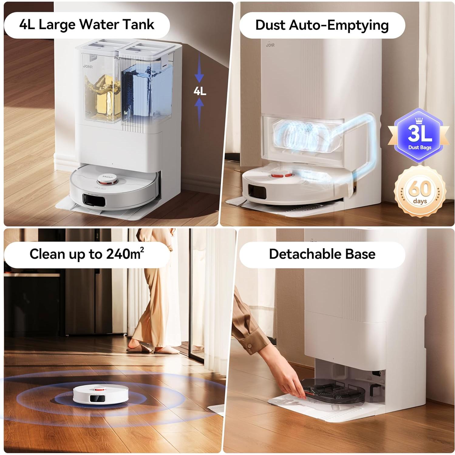 Robot Aspirador y Mopa JONR P20 Pro 8000Pa Auto-Vaciado