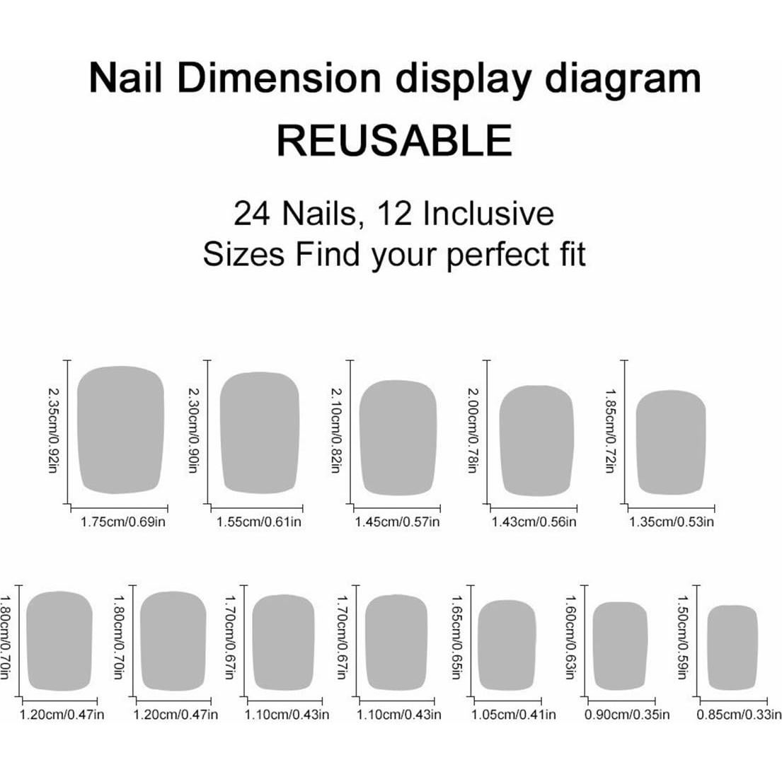 Kit de Uñas Falsas Acrílicas Juggssa 24PCS Punta Francesa