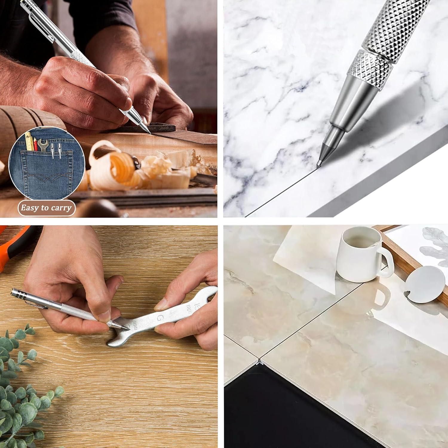 2PCS Tungsten Carbide Scriber with Magnet, with Extra 20 Replacement Marking Tip and Steel Ruler. Engraving Pen for Metal, Wood, Glass, Plastic and Ceramics.